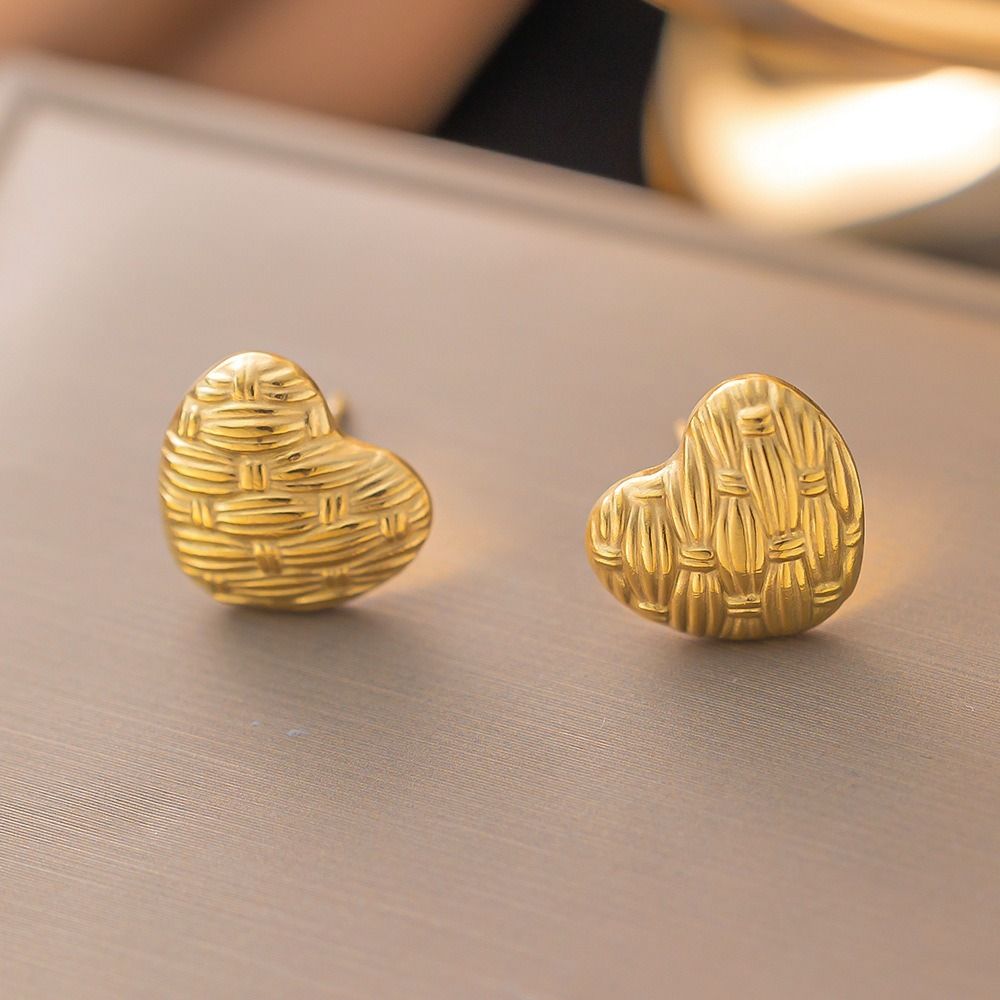 MYKI Anti Tarnish Textured Heart Stud Earrings | MYKI (MKERCH999-SSYI)