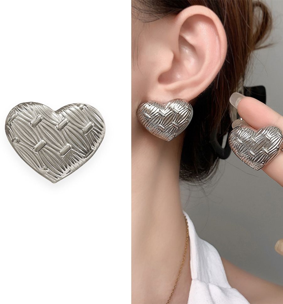 MYKI Anti Tarnish Textured Heart Stud Earrings | MYKI (MKERCH999-SSYI)
