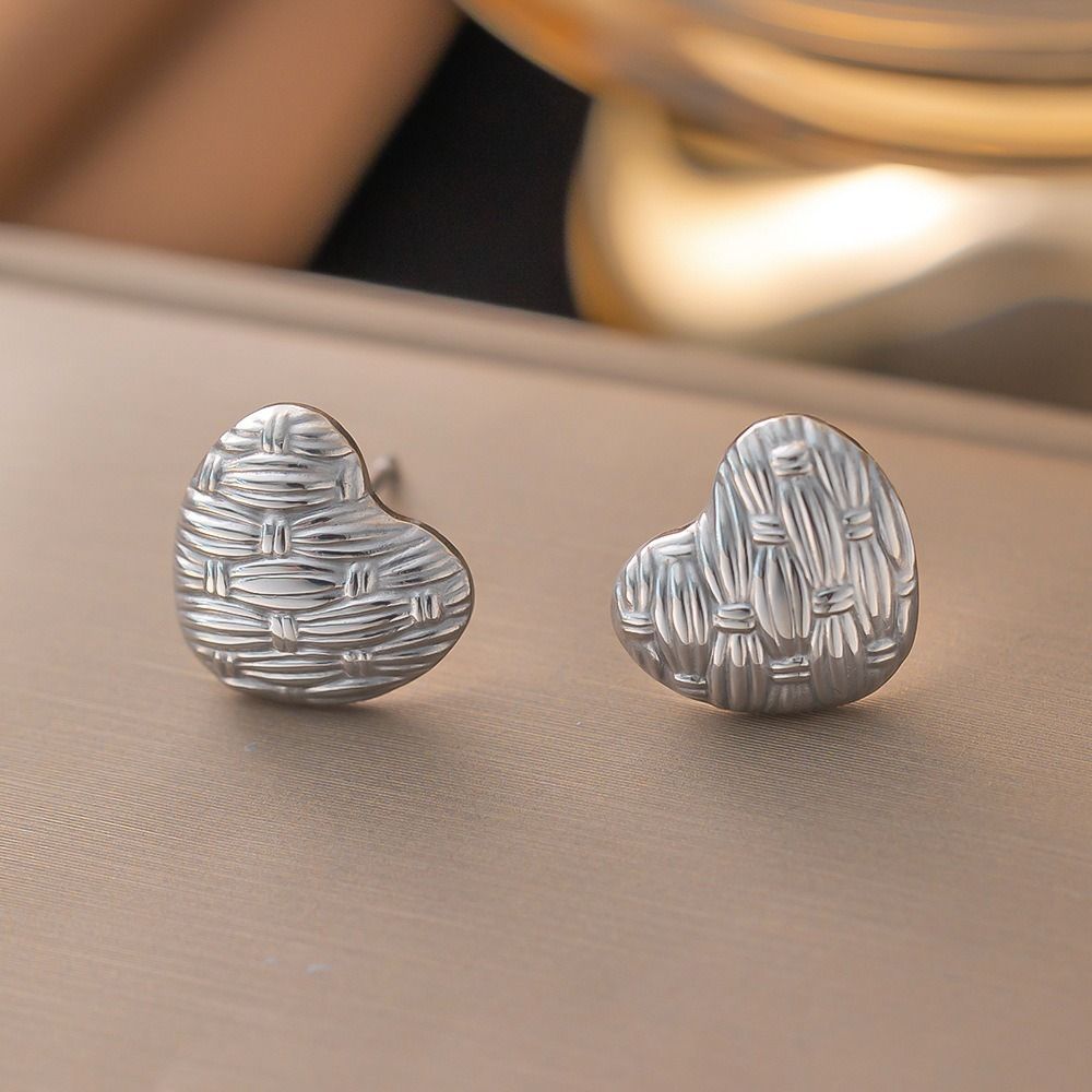 MYKI Silver Anti Tarnish Textured Heart Stud Earrings | MYKI (MKERCH999S-SSYI)