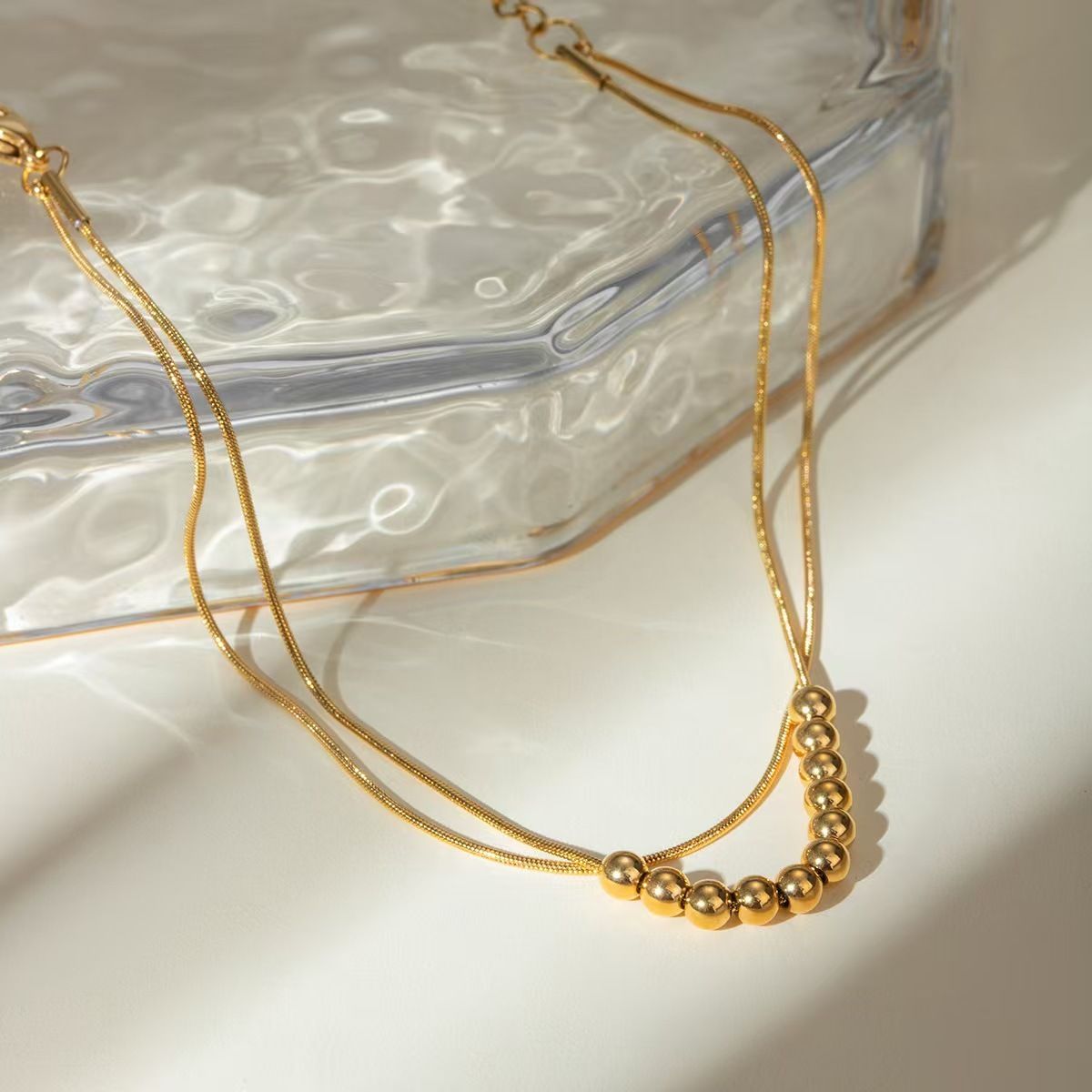 MYKI Gold Minimal Bead Anklet for Women (MKANK700G-SSYI)