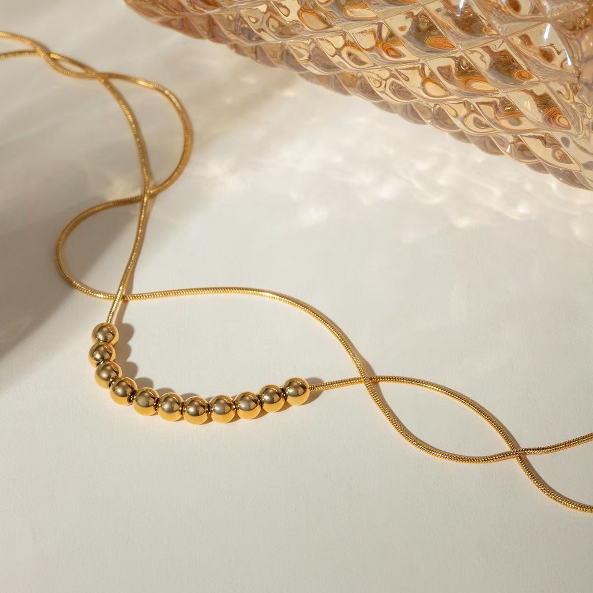 MYKI Gold Minimal Bead Anklet for Women (MKANK700G-SSYI)