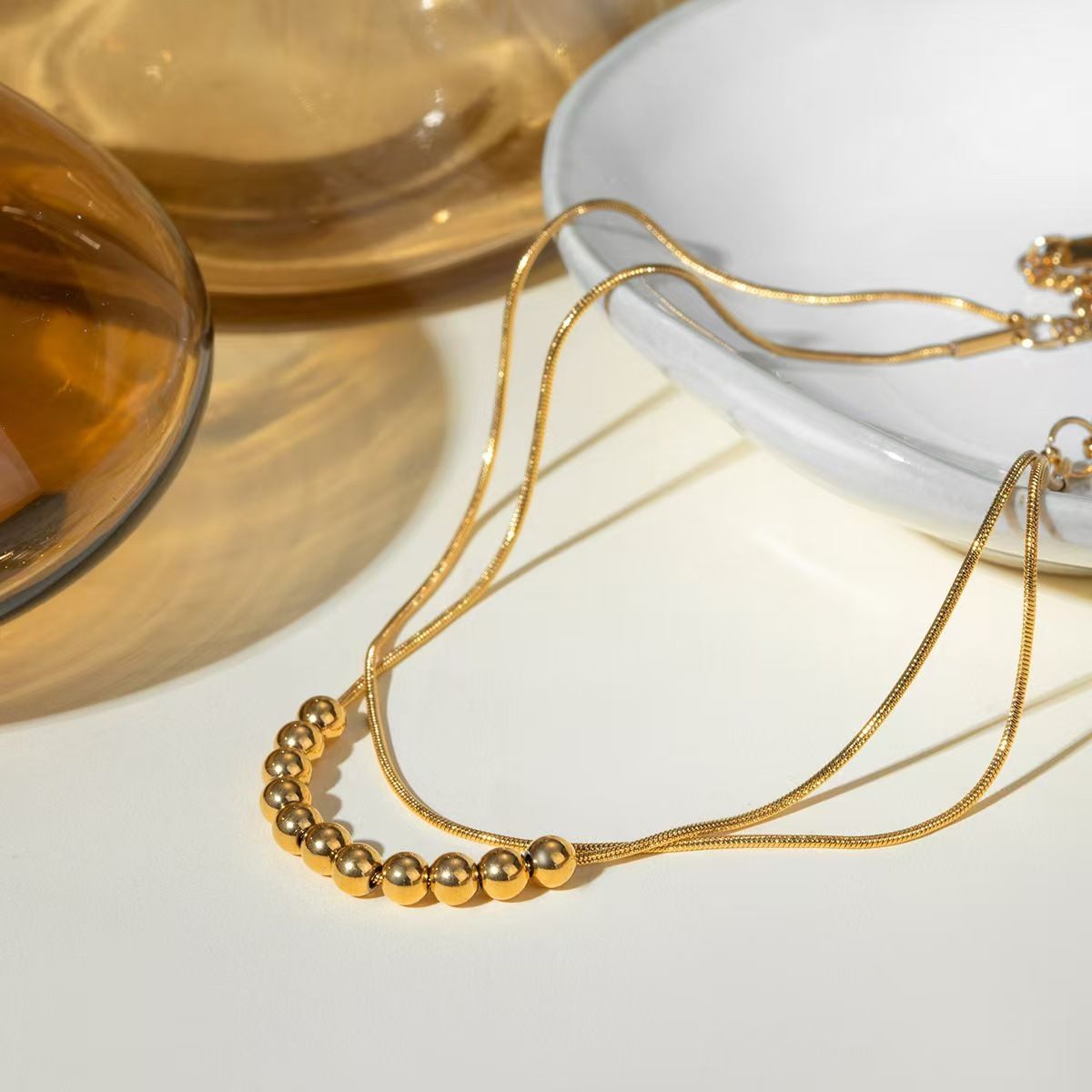 MYKI Gold Minimal Bead Anklet for Women (MKANK700G-SSYI)