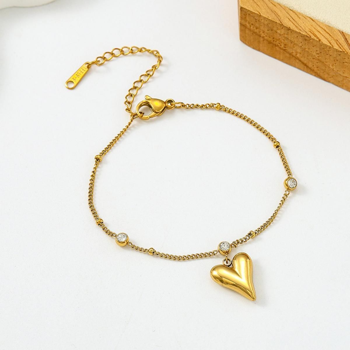 MYKI Heart Shape Charm Elegant Chain Anklet for Women – Gold Color Premium Plated (MKANK704G-SSYI)