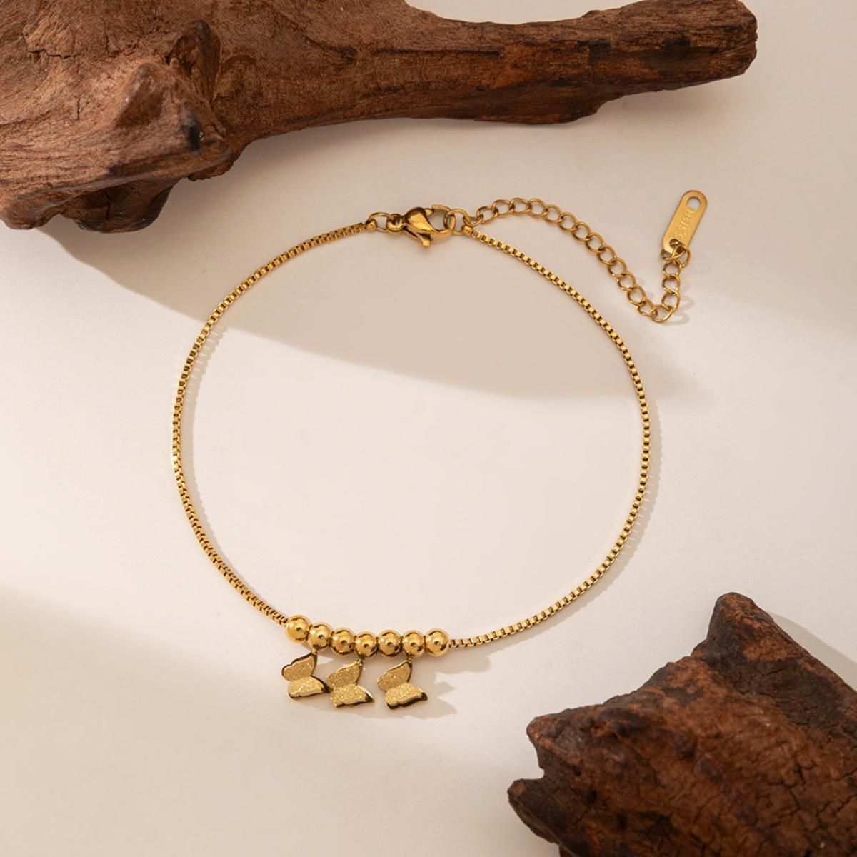 MYKI Butterfly Charm Minimal Chain Anklet for Women – Gold Color Premium Plated (MKANK710G-SSYI)