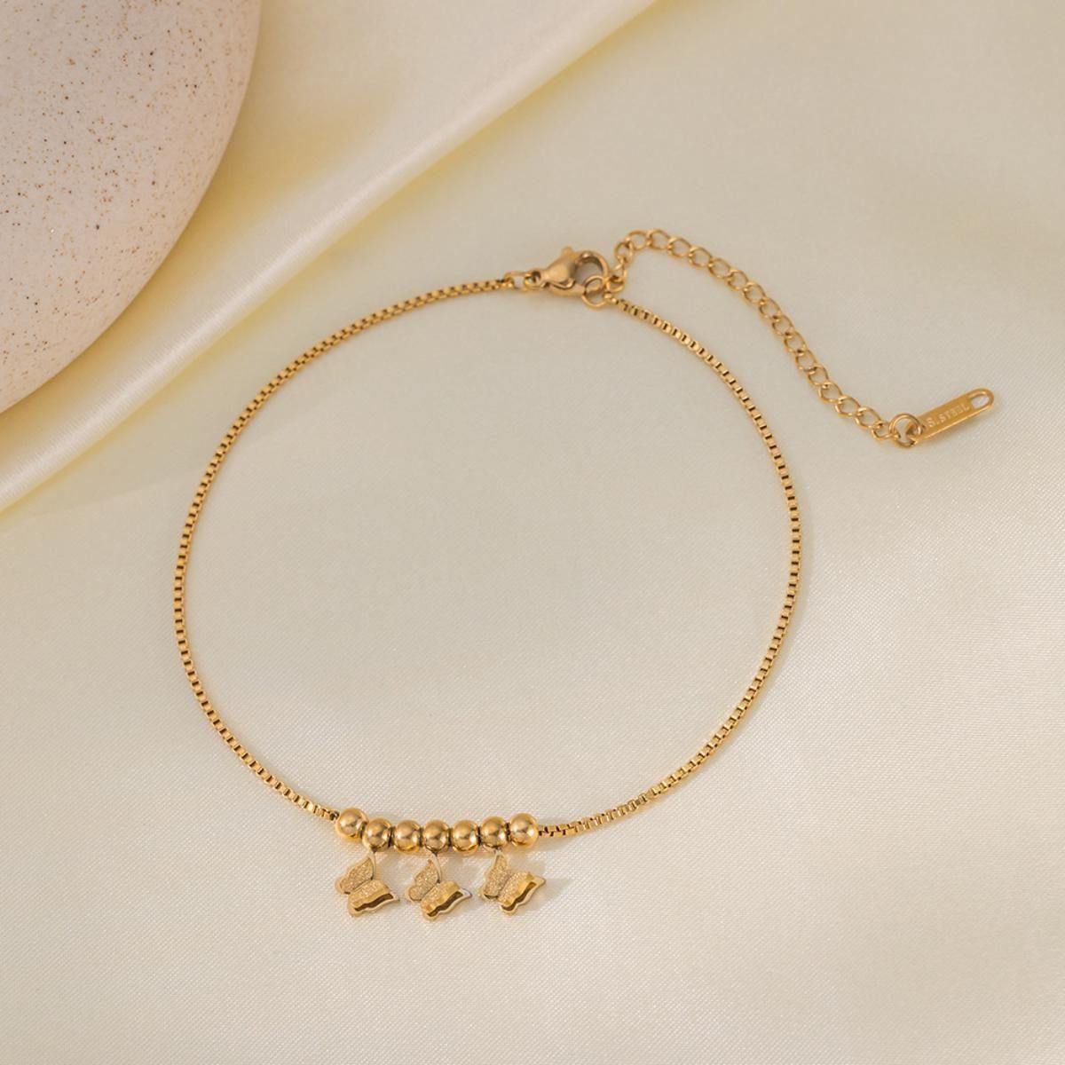 MYKI Butterfly Charm Minimal Chain Anklet for Women – Gold Color Premium Plated (MKANK710G-SSYI)