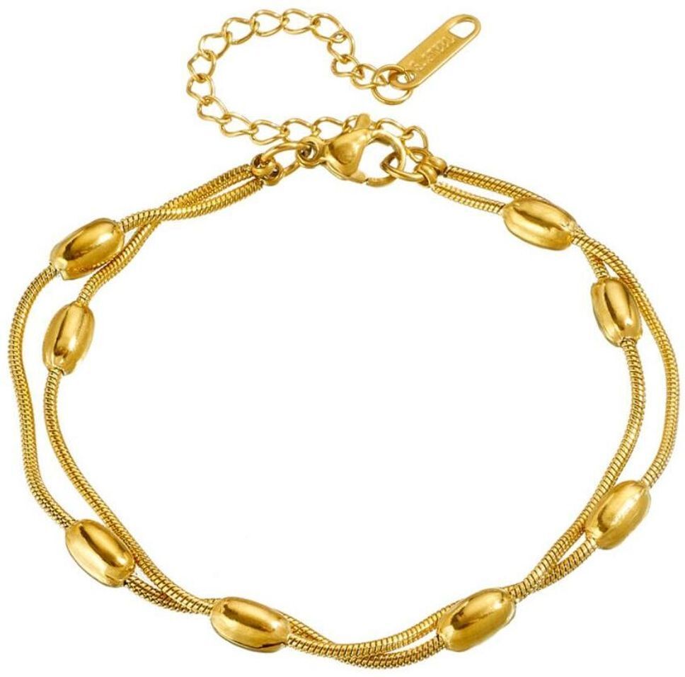 MYKI Oval Bead Twisted Chain Style Anklet for Women – Gold Color Premium Plated (MKANK712G-SSYI)