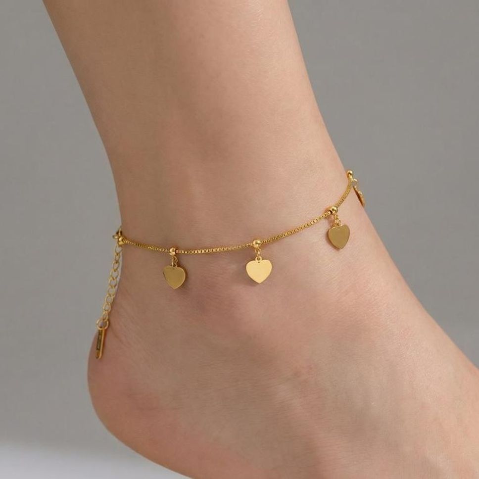 MYKI Heart Shape Dangling Charm Anklet for Women – Gold Color Premium Plated (MKANK716G-SSYI)