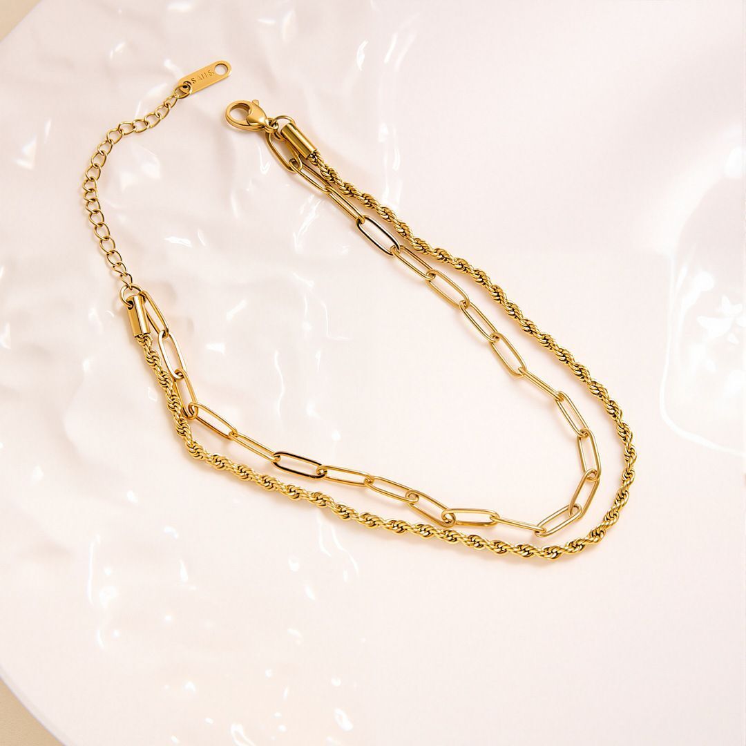 MYKI Paper Clip Link Chain Bold Style Anklet for Women – Gold Color Premium Plated (MKANK719G-SSYI)