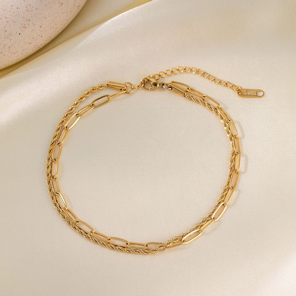 MYKI Paper Clip Link Chain Bold Style Anklet for Women – Gold Color Premium Plated (MKANK719G-SSYI)