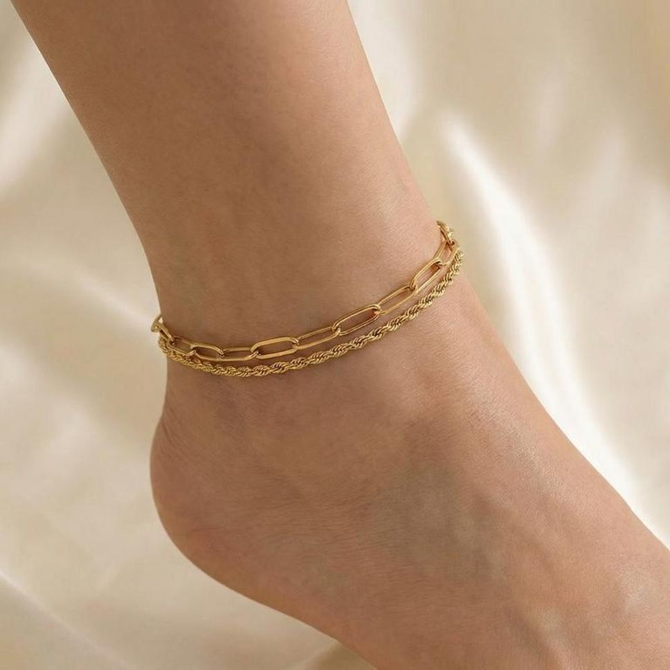 MYKI Paper Clip Link Chain Bold Style Anklet for Women – Gold Color Premium Plated (MKANK719G-SSYI)