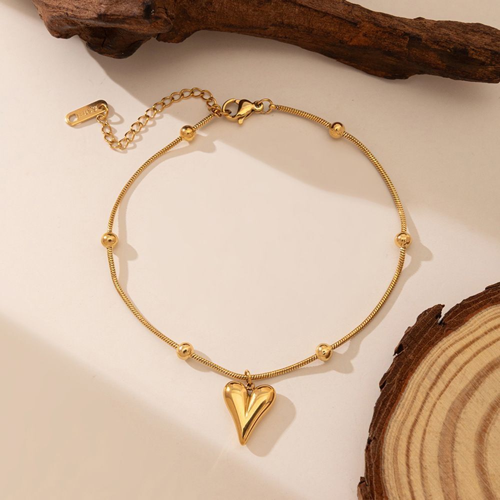 MYKI Heart Drop Charm Sleek Chain Anklet for Women – Gold Color Premium Plated (MKANK722G-SSYI)