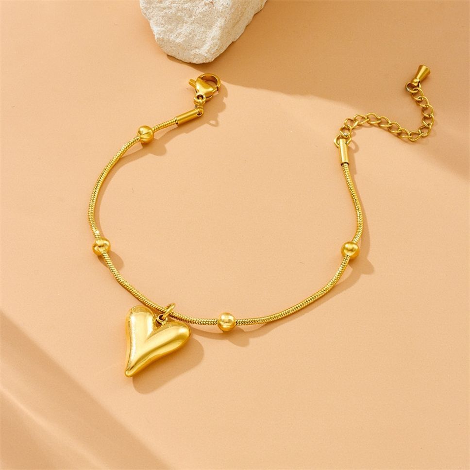 MYKI Heart Drop Charm Sleek Chain Anklet for Women – Gold Color Premium Plated (MKANK722G-SSYI)