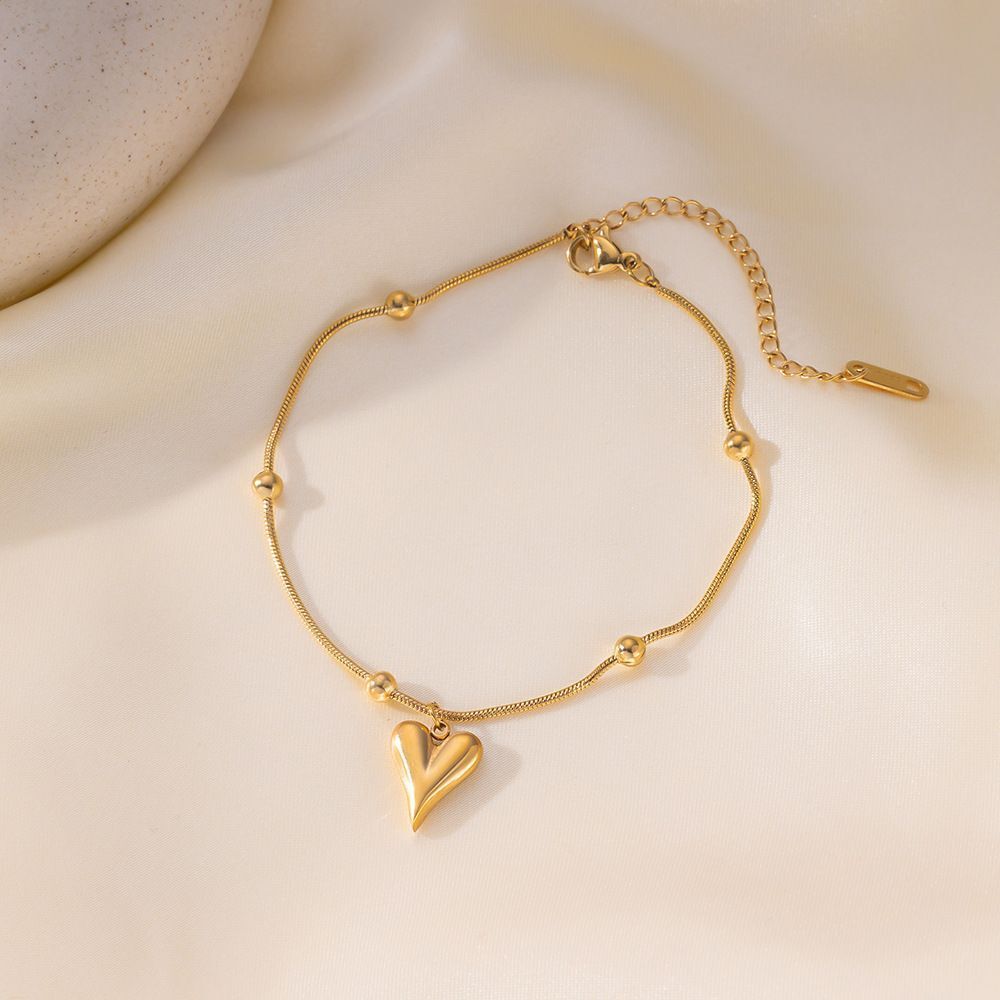 MYKI Heart Drop Charm Sleek Chain Anklet for Women – Gold Color Premium Plated (MKANK722G-SSYI)