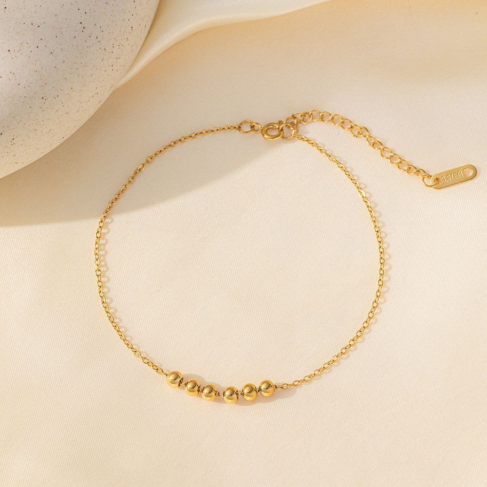 MYKI Minimal Bead Chain Anklet for Women – Gold Color Premium Plated (MKANK728G-SSYI)