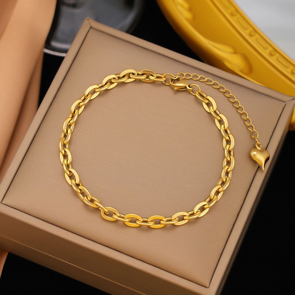 MYKI Oval Link Chain Classic Style Anklet for Women – Gold Color Premium Plated (MKANK733G-SSYI)
