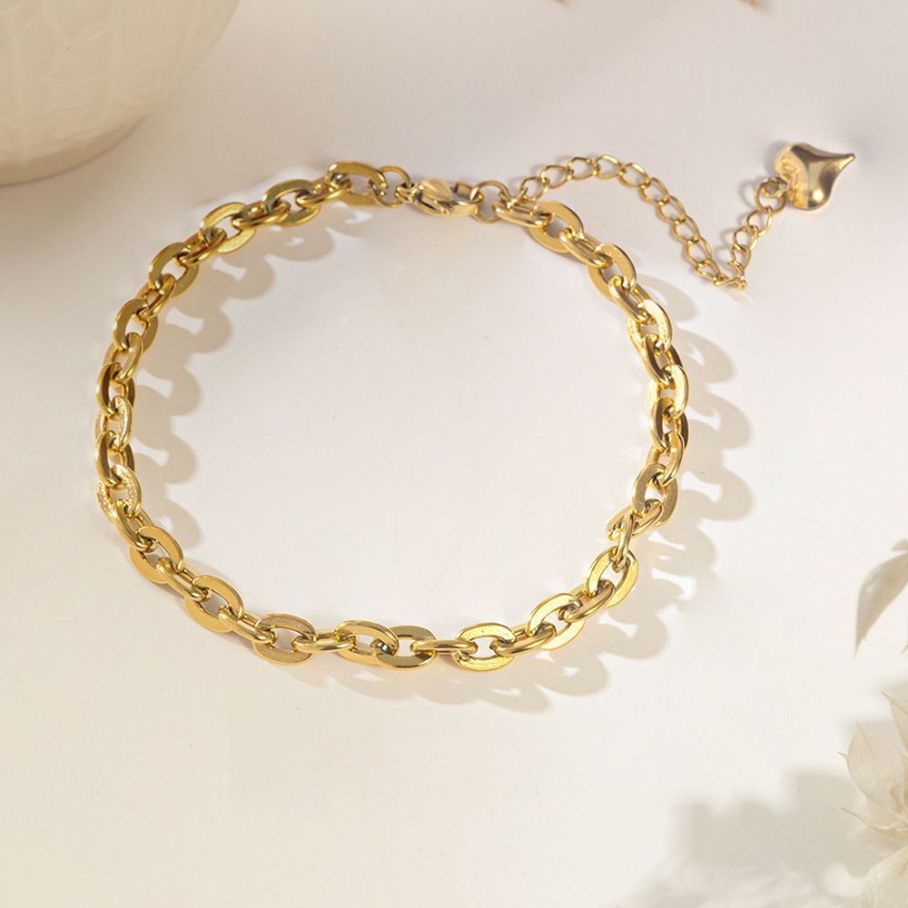 MYKI Oval Link Chain Classic Style Anklet for Women – Gold Color Premium Plated (MKANK733G-SSYI)