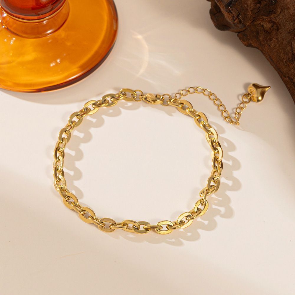 MYKI Oval Link Chain Classic Style Anklet for Women – Gold Color Premium Plated (MKANK733G-SSYI)
