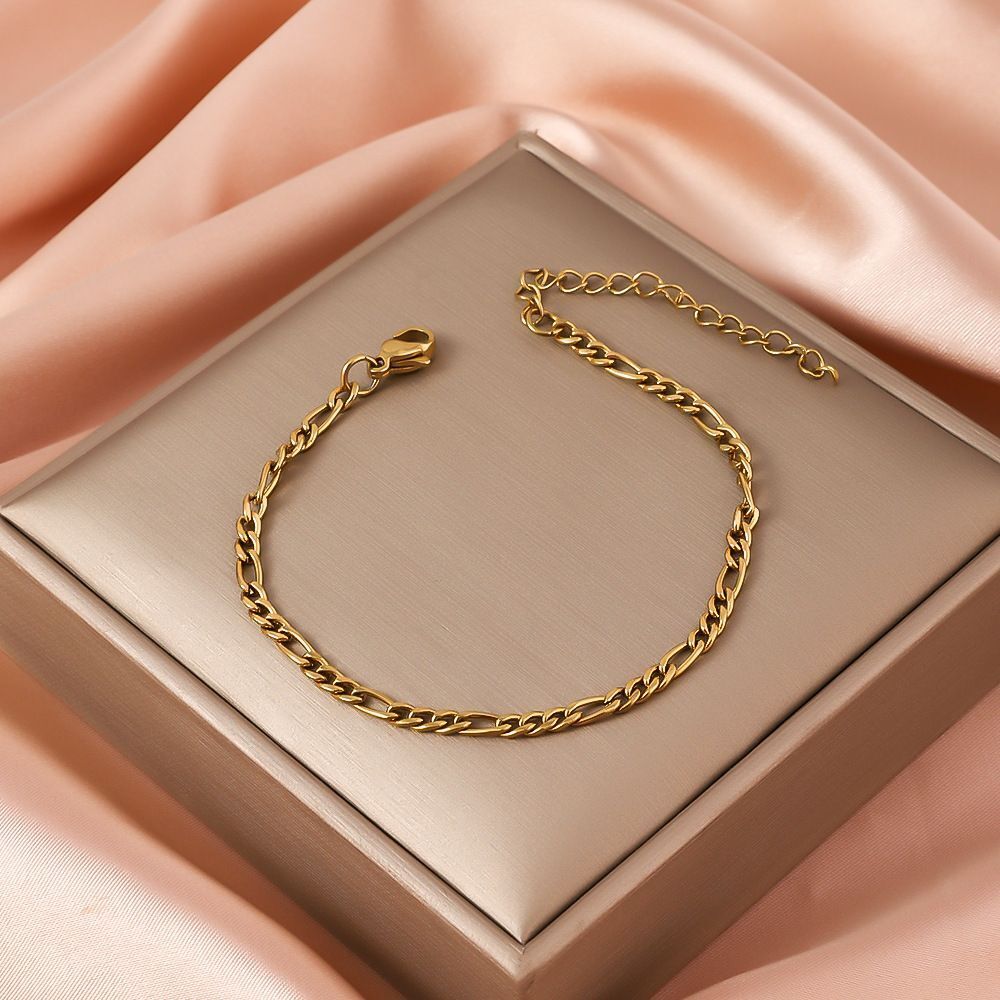 MYKI Bold Cuban Link Chain Anklet for Women – Gold Color Premium Plated (MKANK735G-SSYI)