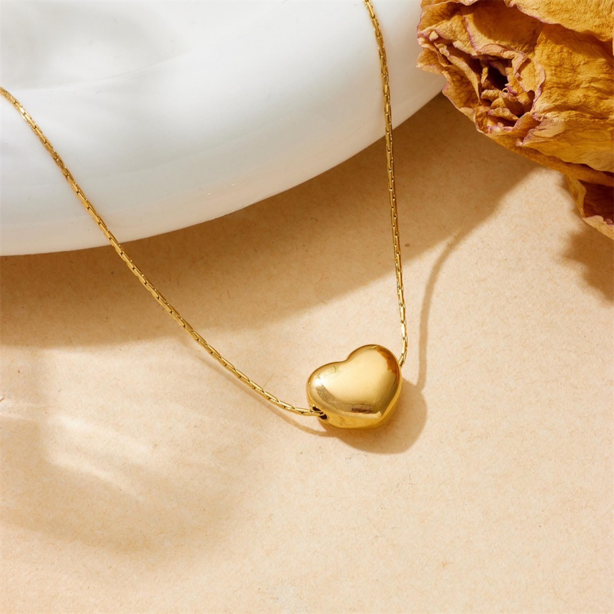 MYKI Heart Shape Premium Plated Necklace & Hoop Earrings Set (mkps1)