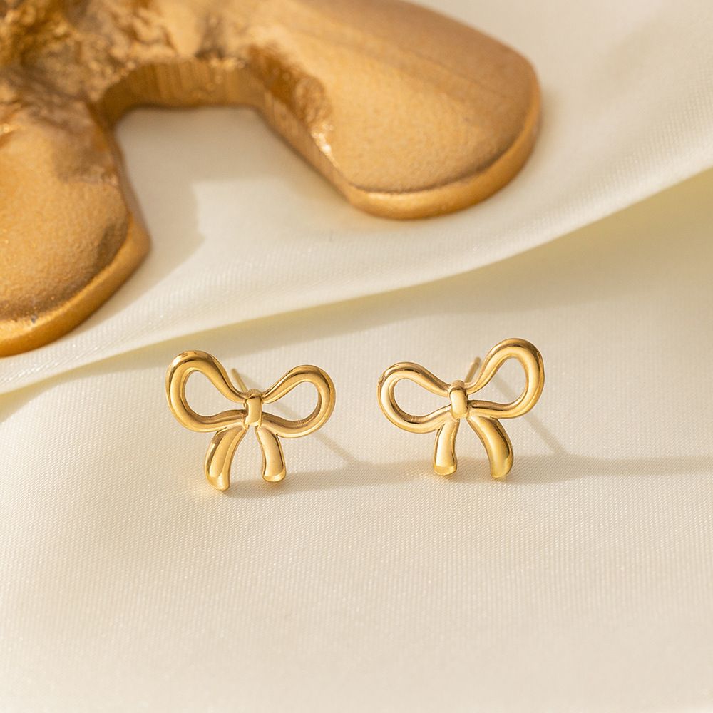MYKI Bow Shape Minimal Premium Plated Necklace & Stud Earrings Set (mkps21)