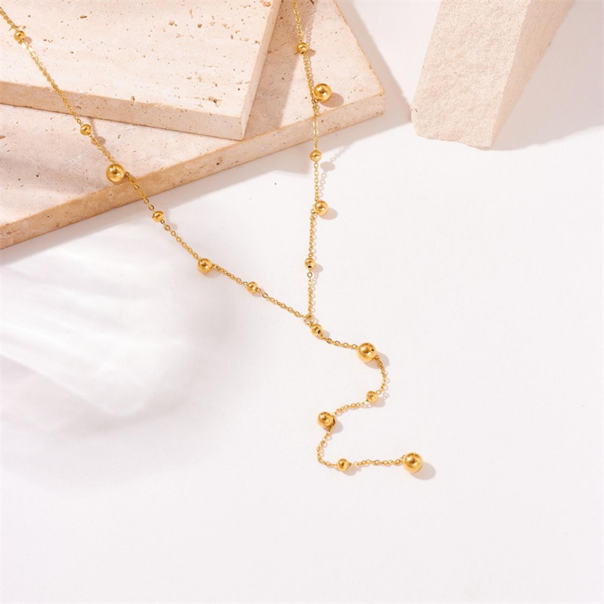 MYKI Beaded Ball Chain Premium Plated Necklace & Drop Earrings (mkps38)