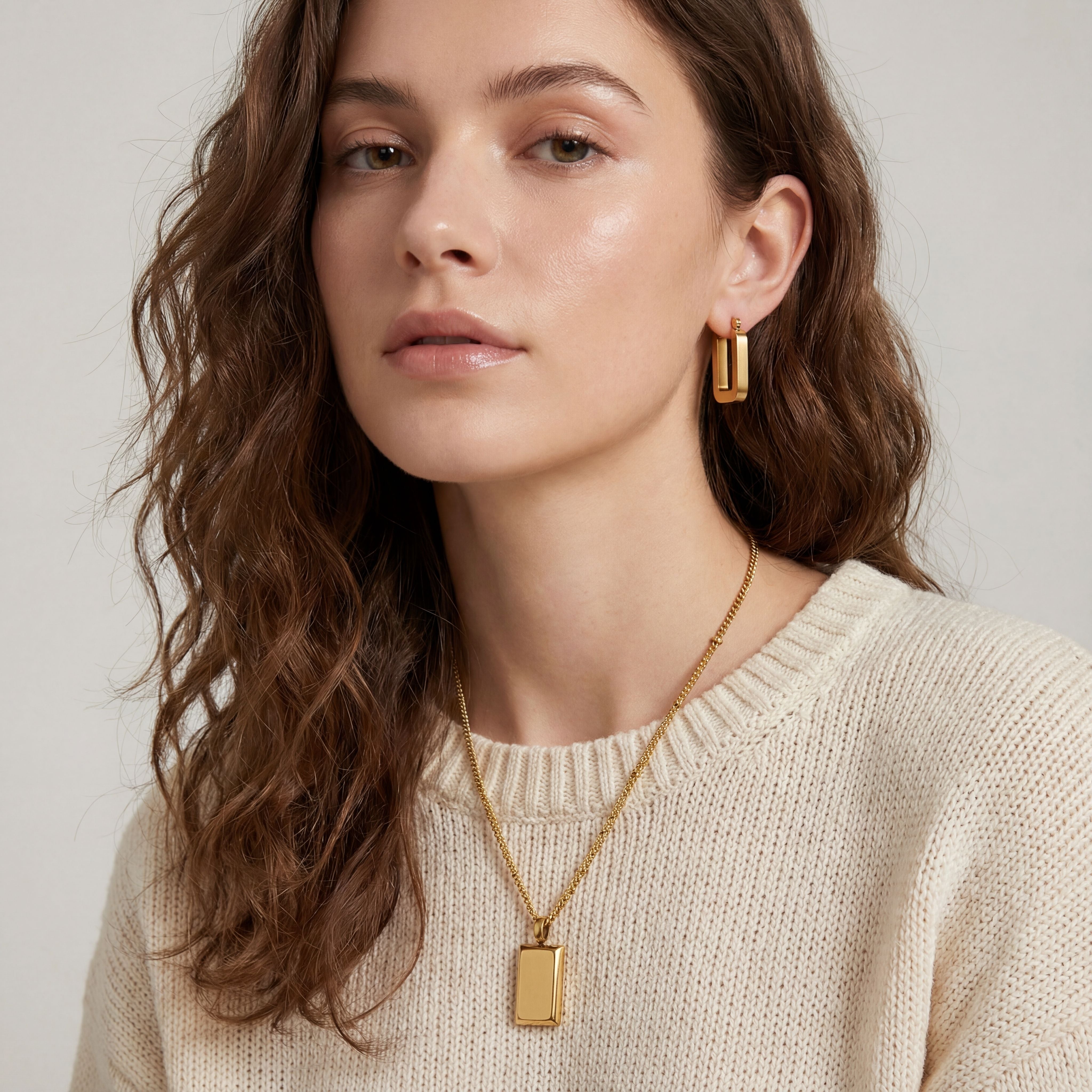 MYKI Geometric Pendant Premium Plated Necklace & Earrings (mkps5)