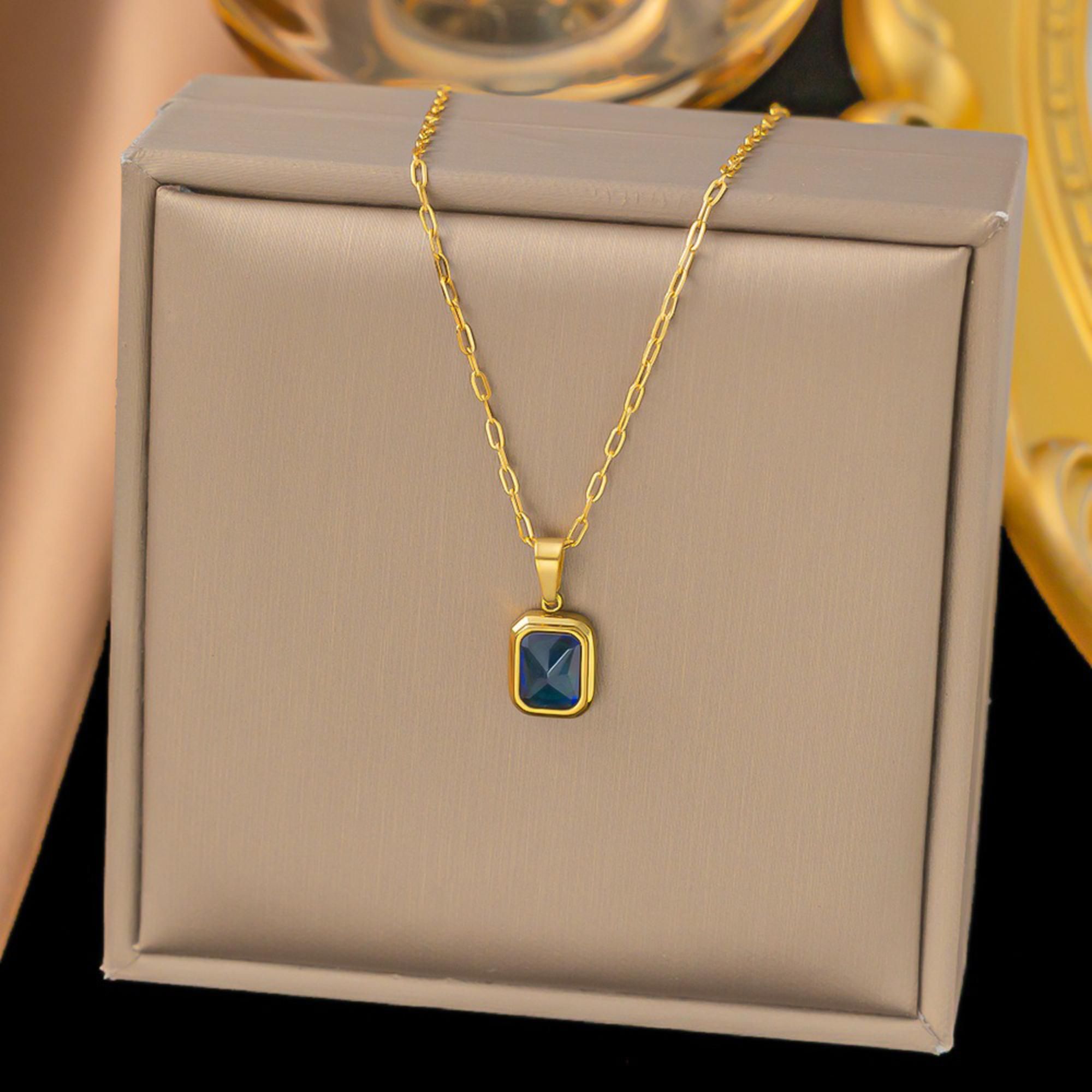 MYKI Pretty Stainless Steel Pendant (MK710G-BLUE-SSYI)