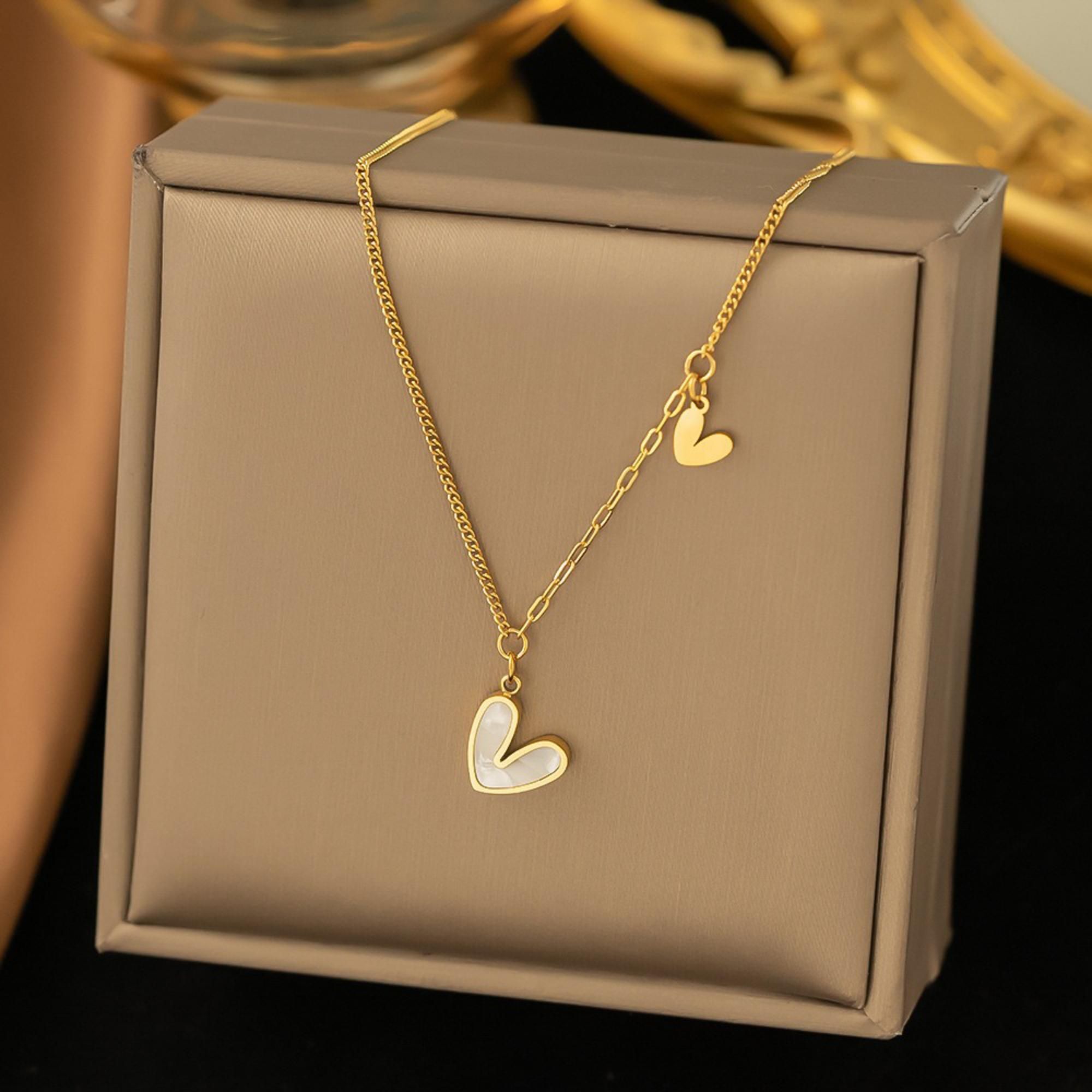 MYKI Heart Charm Minimal Premium Plated Necklace & Stud Earrings (mkps27)