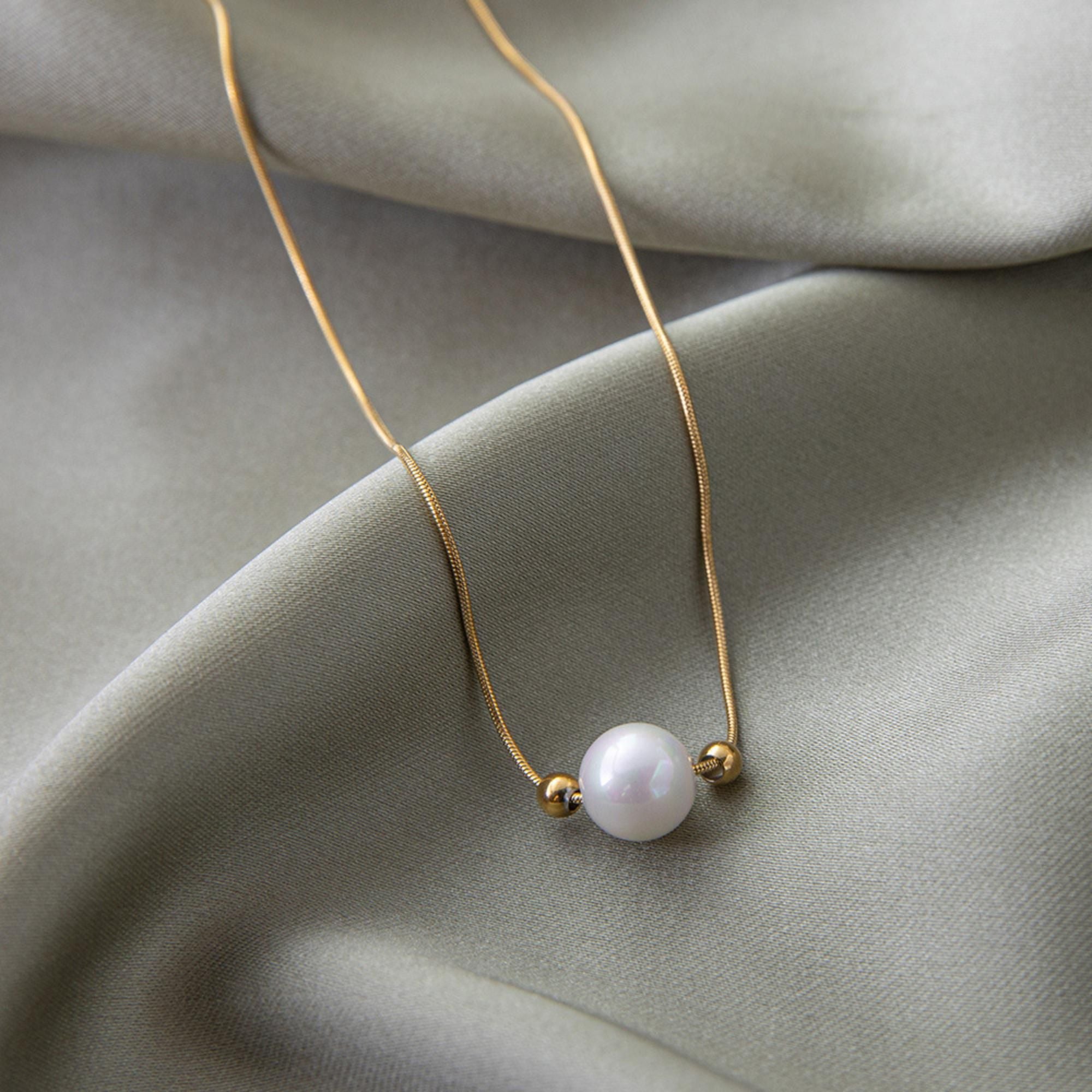 MYKI Pearl Swirl Textured Premium Plated Necklace & Stud Earrings (mkps32)