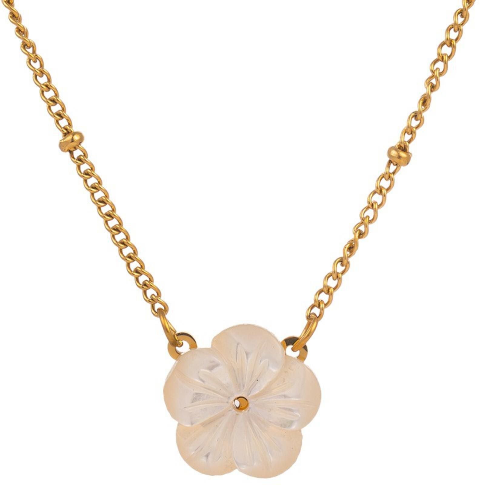 MYKI Anti-Tarnish Stainless Steel Gold Plated Floral Pendant Chain  (MK799G-SSYI)