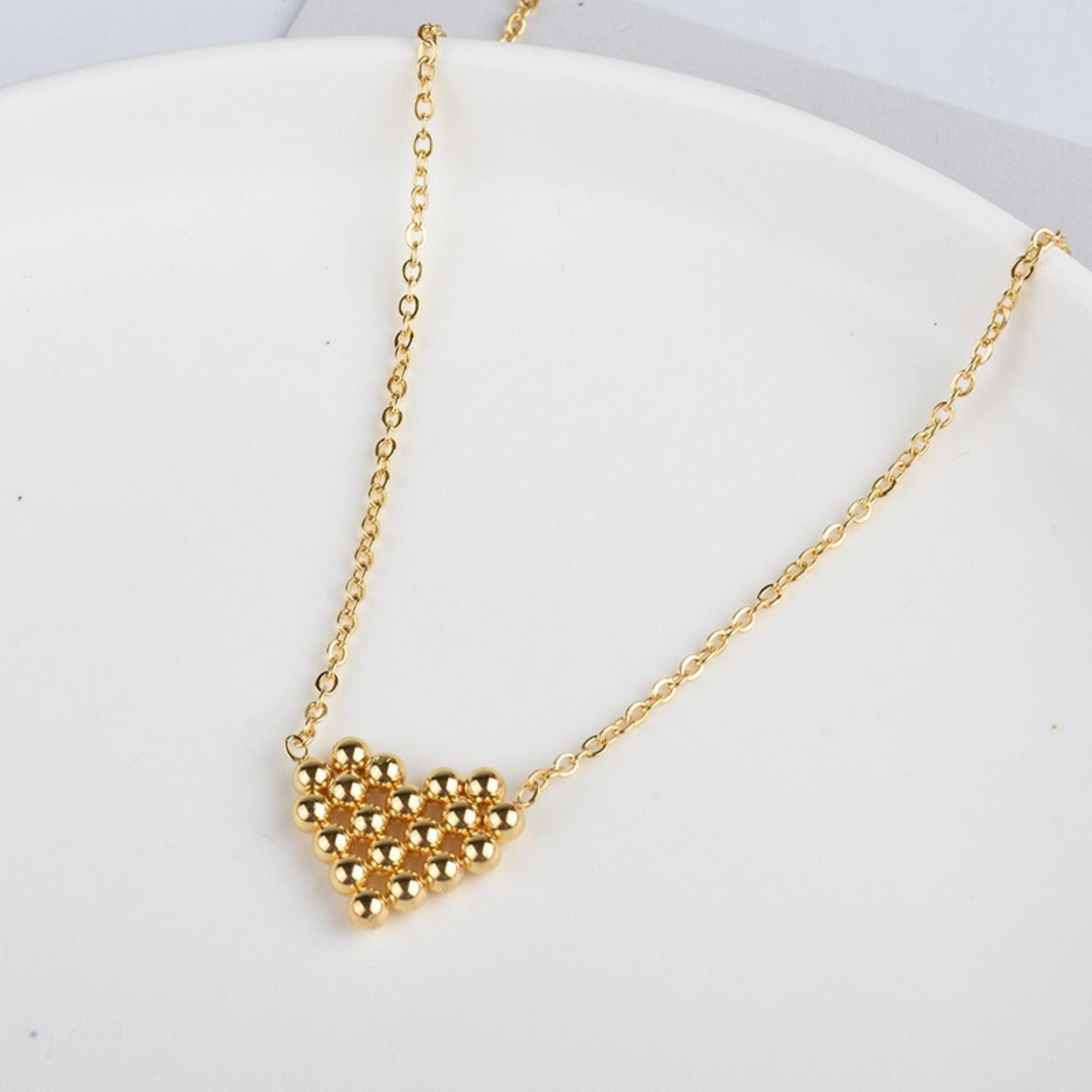 MYKI Anti-Tarnish Stainless Steel Gold Plated Heart Bead Pendant Chain  (MK803G-SSYI)