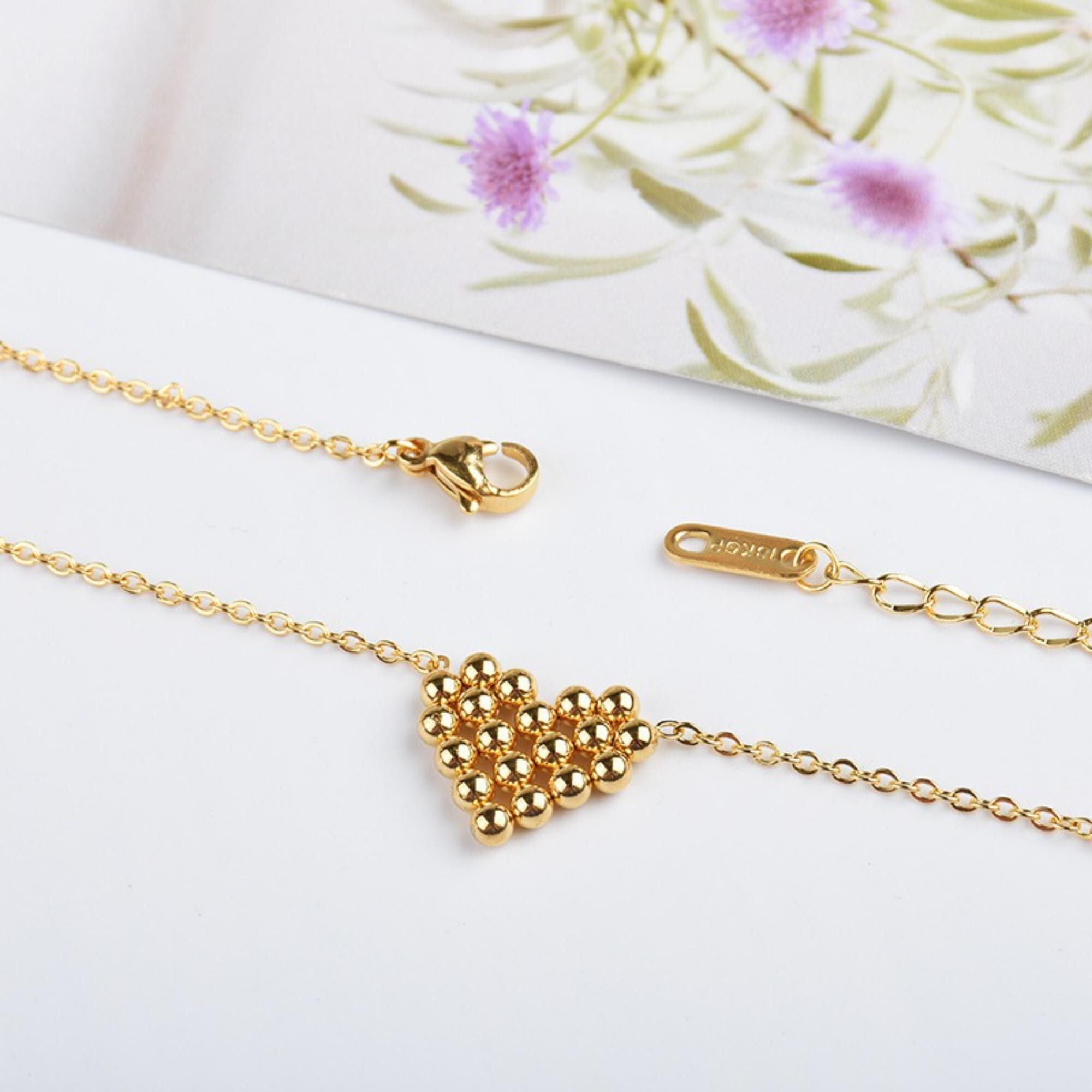 MYKI Anti-Tarnish Stainless Steel Gold Plated Heart Bead Pendant Chain  (MK803G-SSYI)