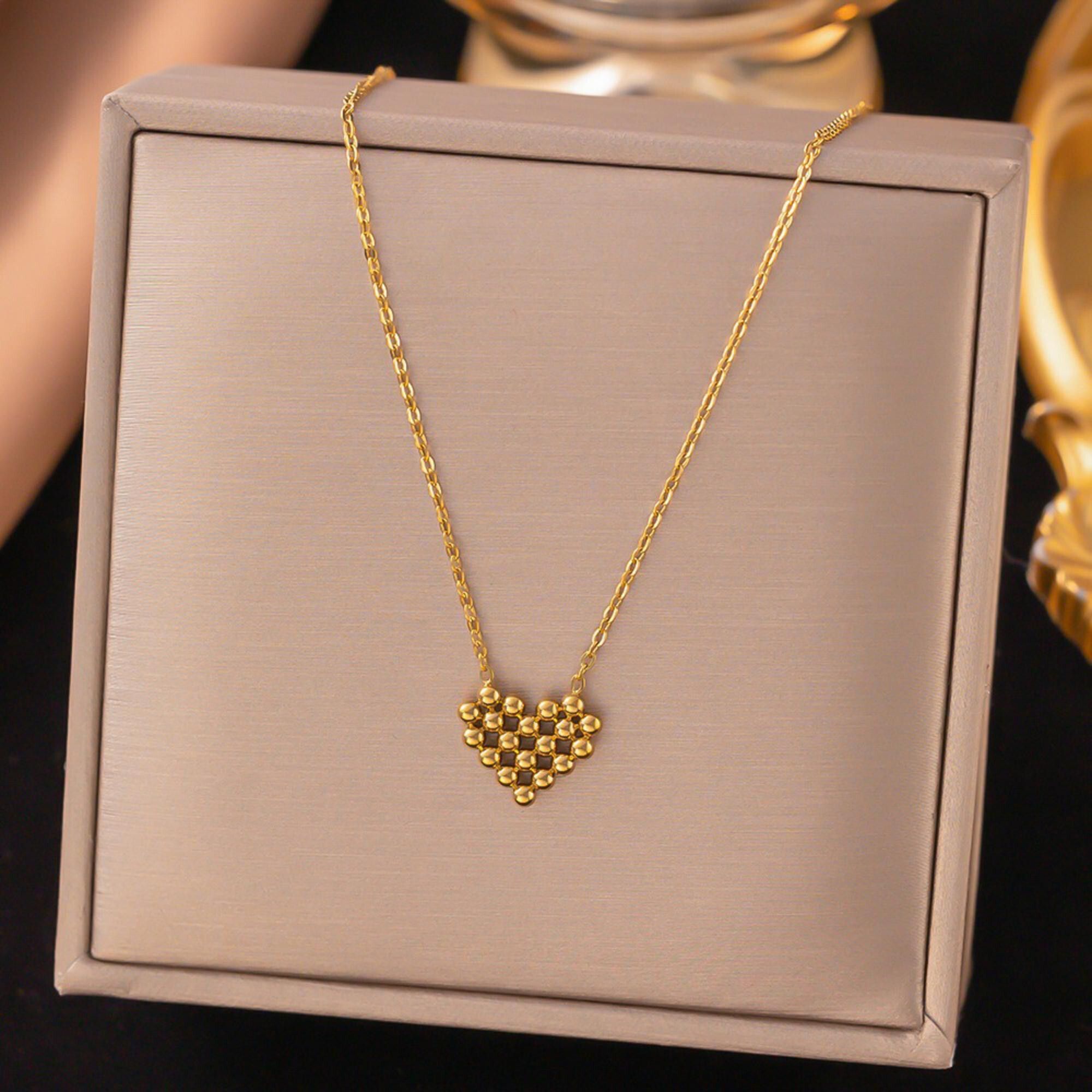 MYKI Anti-Tarnish Stainless Steel Gold Plated Heart Bead Pendant Chain  (MK803G-SSYI)