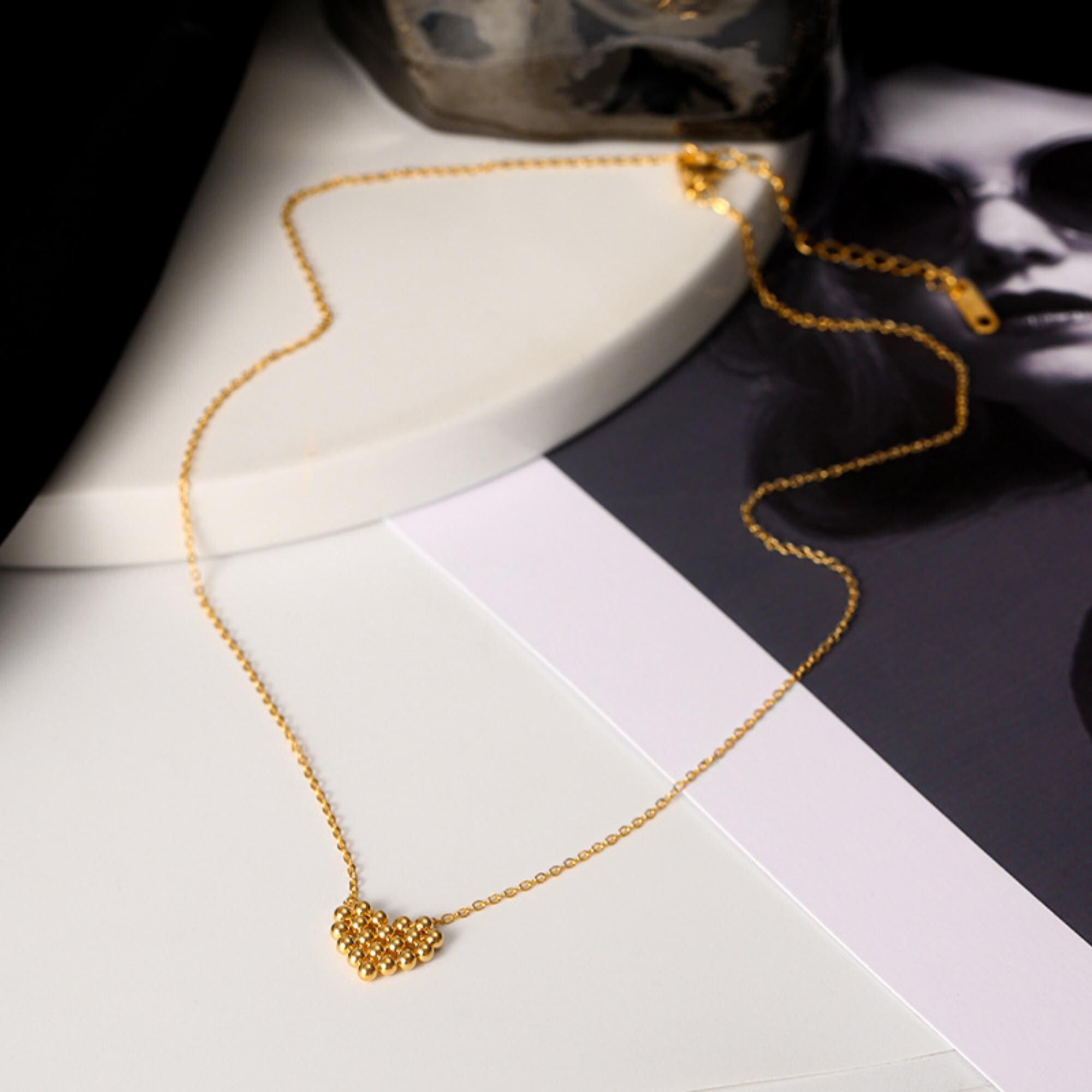 MYKI Anti-Tarnish Stainless Steel Gold Plated Heart Bead Pendant Chain  (MK803G-SSYI)