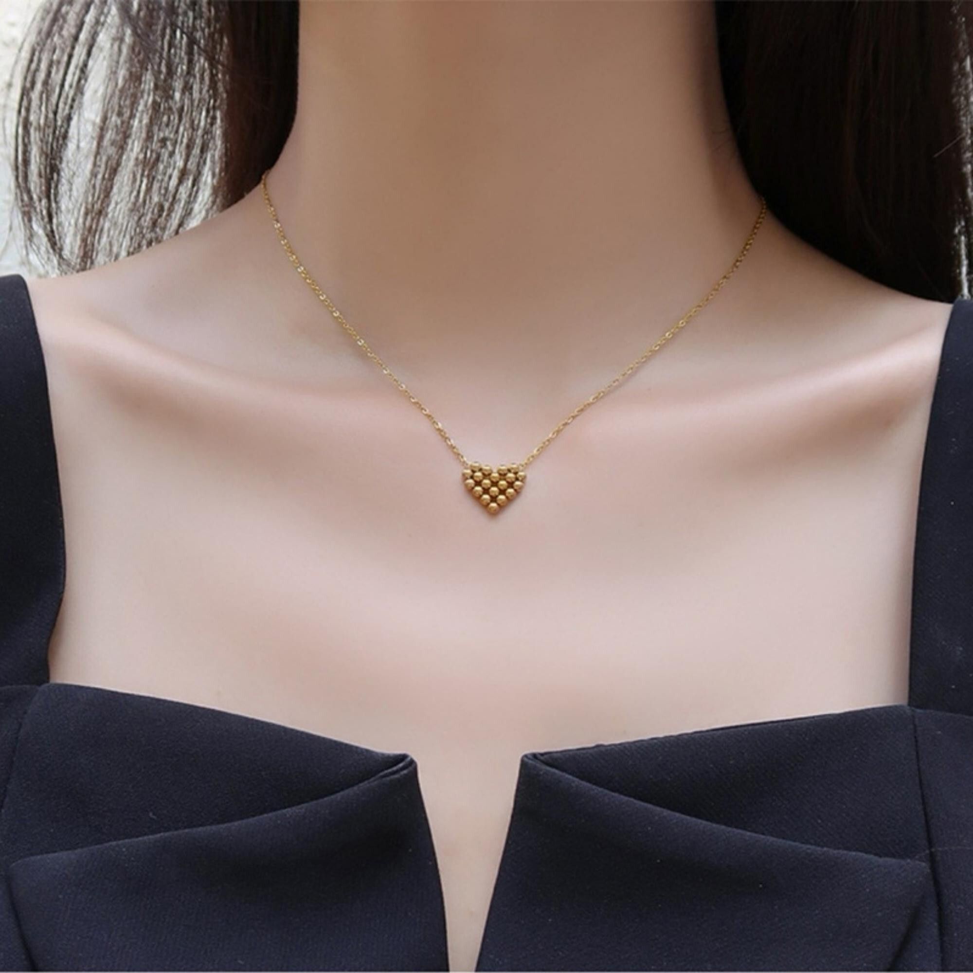 MYKI Anti-Tarnish Stainless Steel Gold Plated Heart Bead Pendant Chain  (MK803G-SSYI)