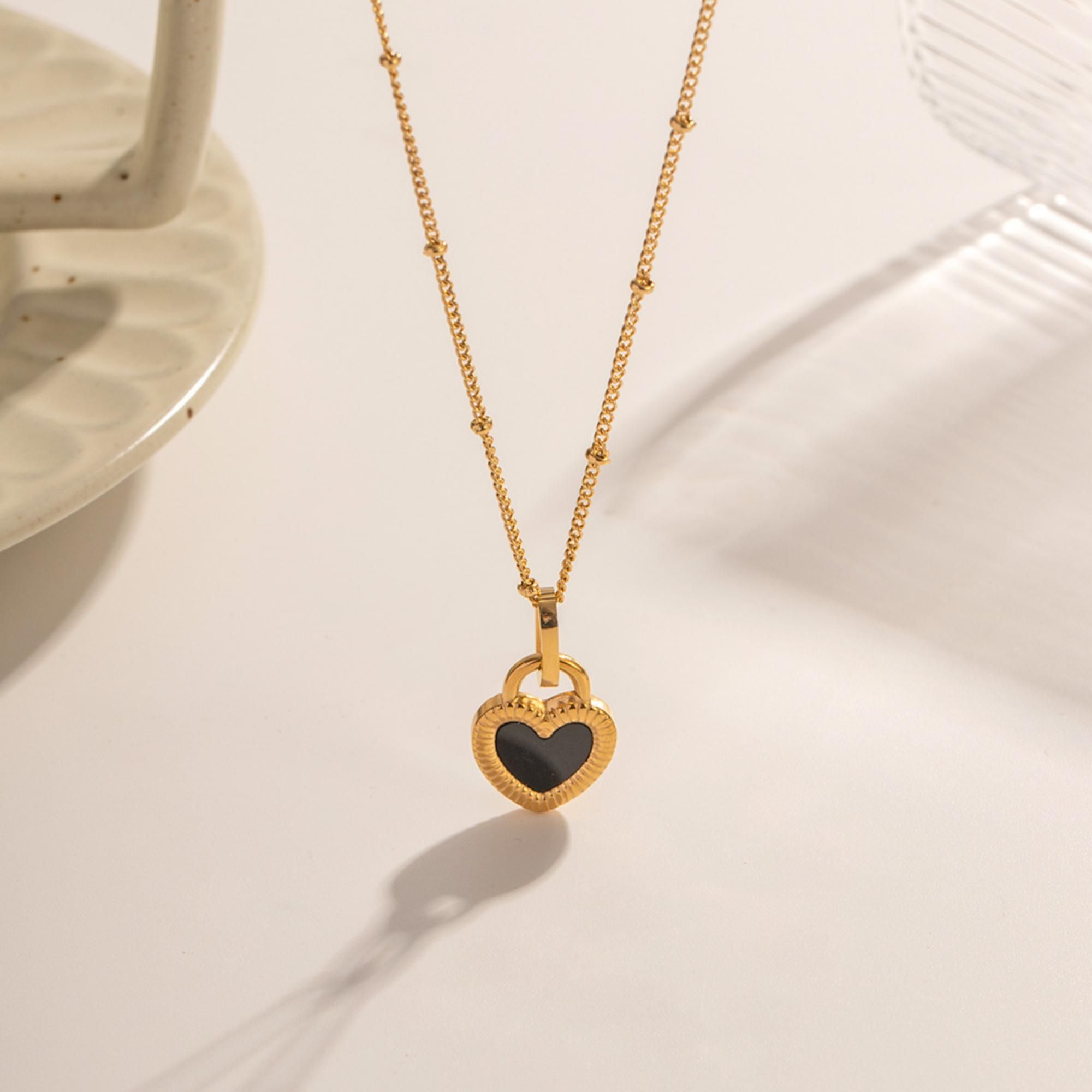 MYKI Glamourous Heart Lock Pendant (MK822-SSYI)