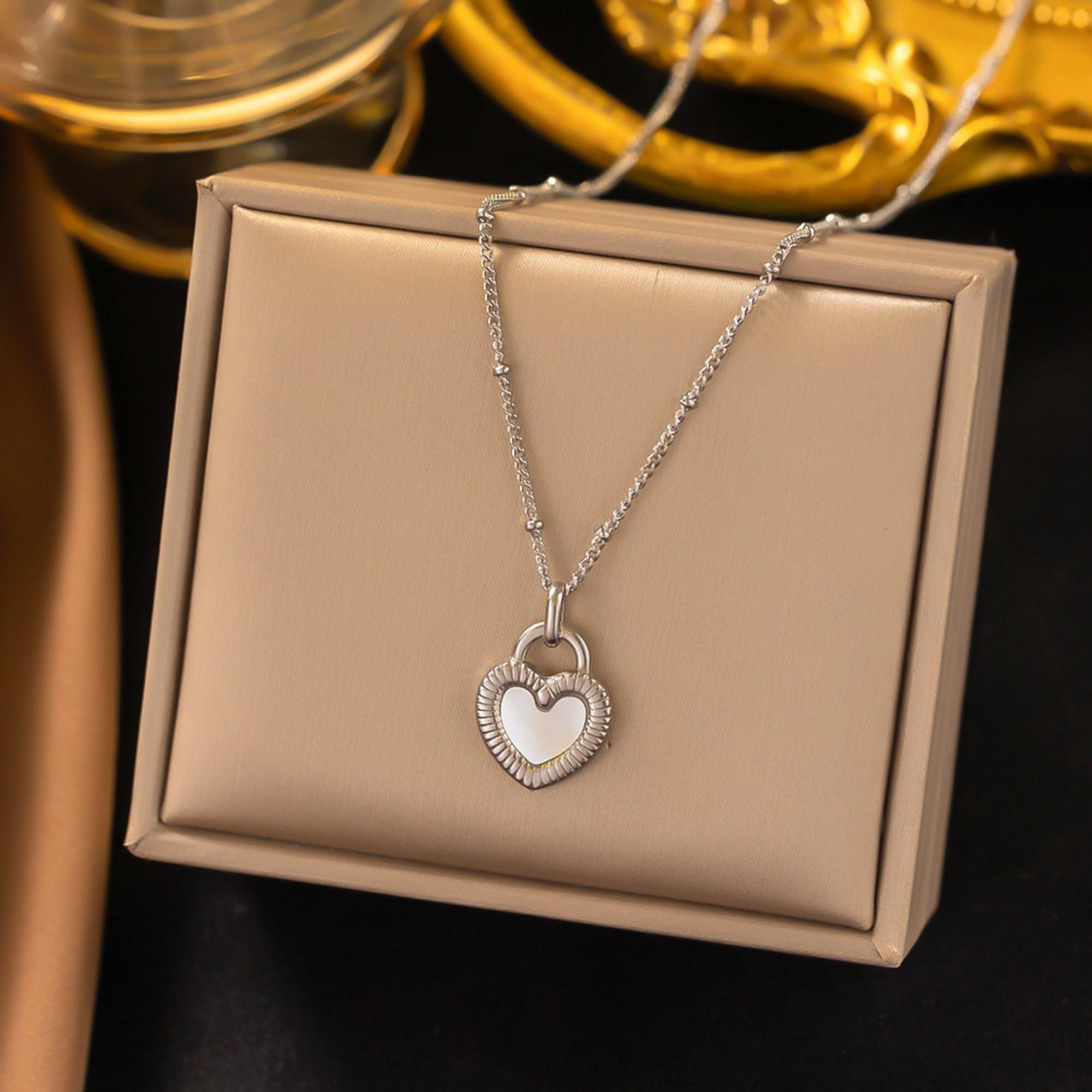 MYKI Glamourous Heart Lock Pendant (MK822S-SSYI)