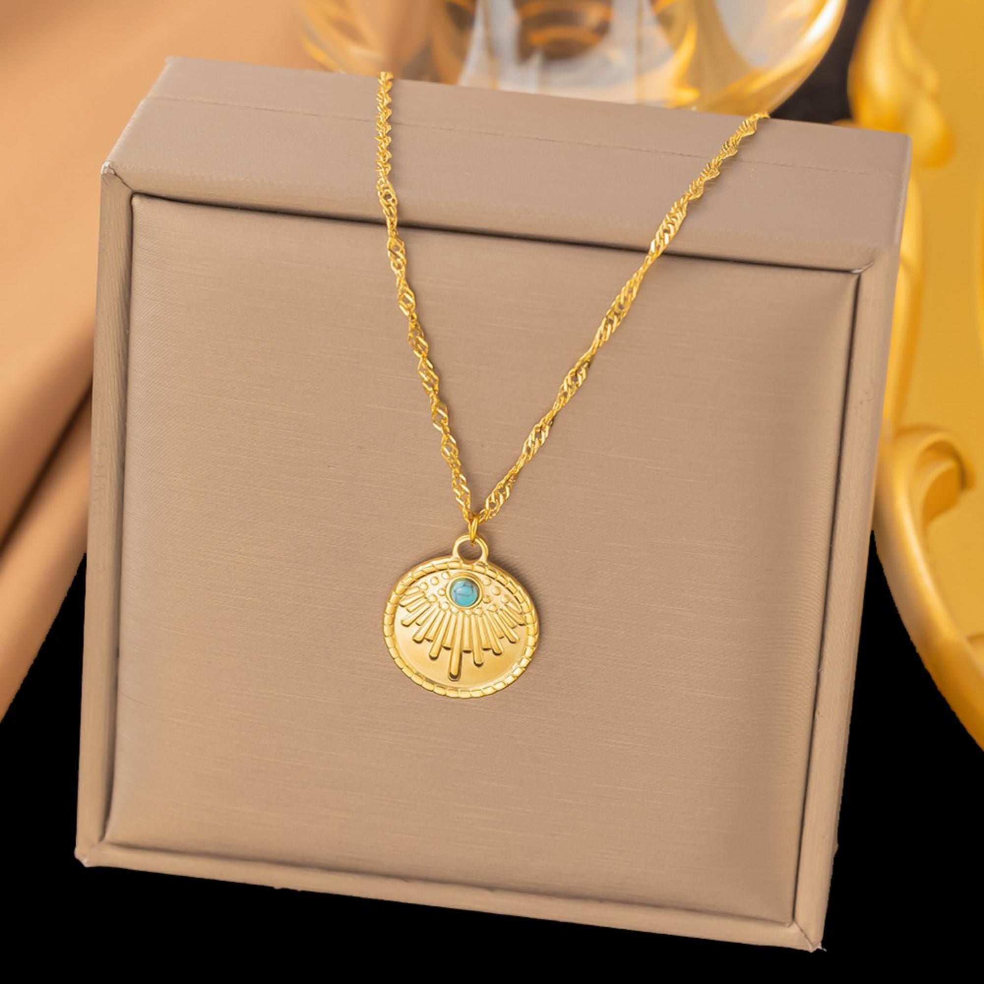 MYKI Statuesque Stainless Steel Pendant (MK833G-BLUE-SSYI)