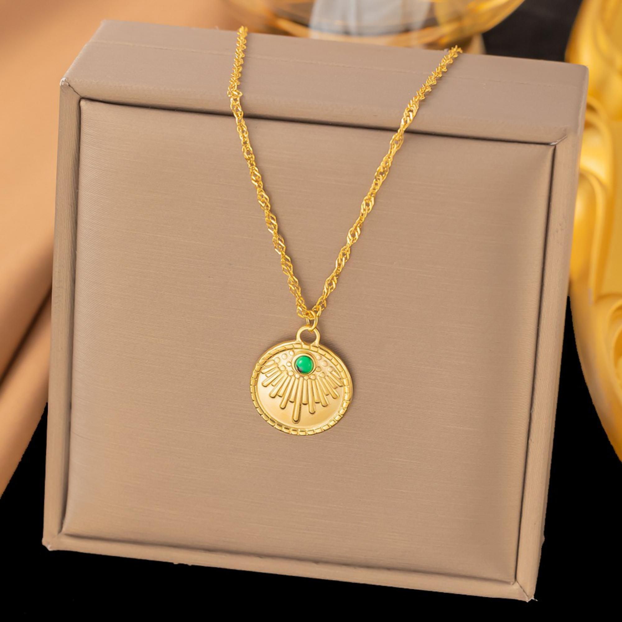MYKI Statuesque Stainless Steel Pendant (MK833G-GREEN-SSYI)