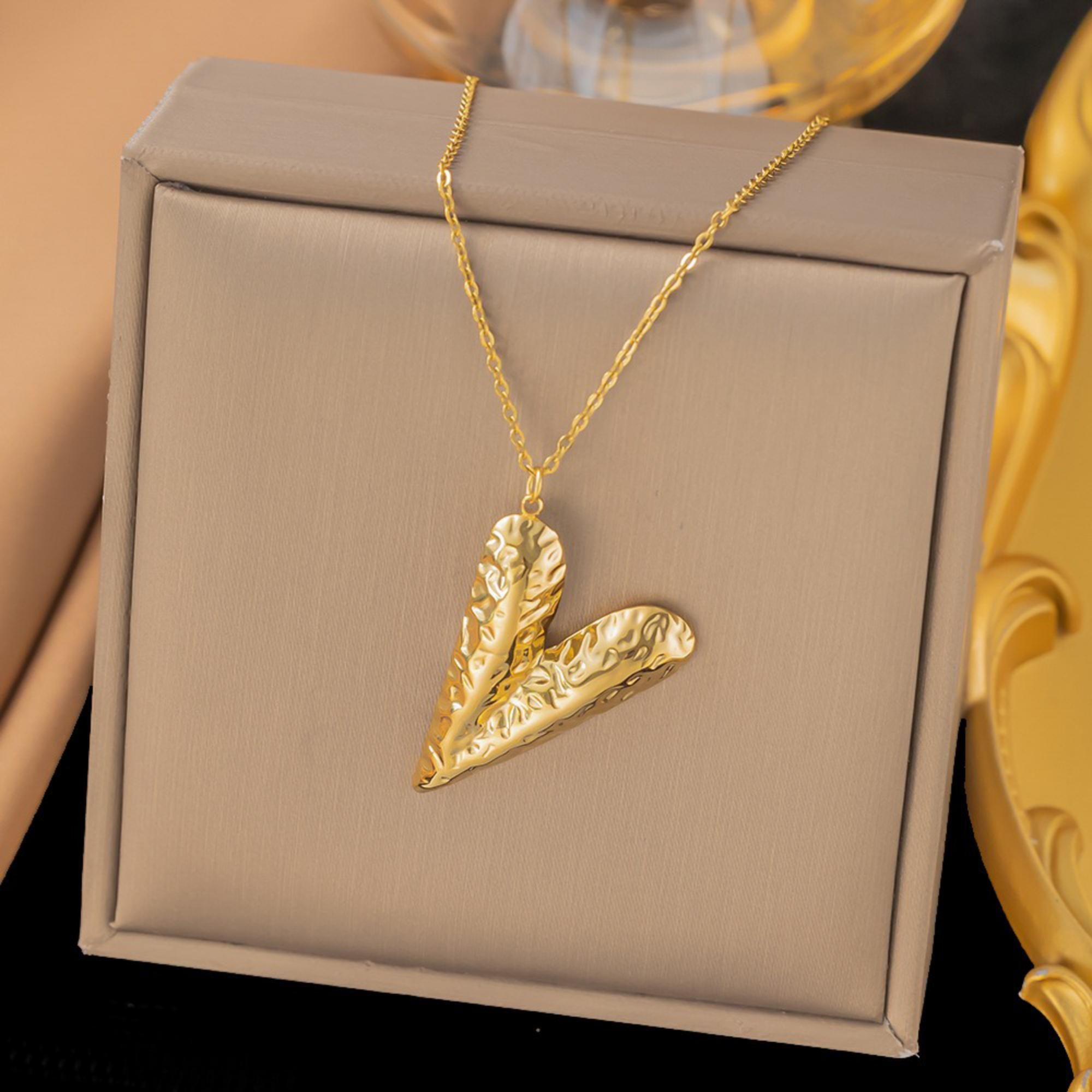 MYKI Textured Heart Abstract Premium Plated Necklace & Stud Earrings (mkps47)