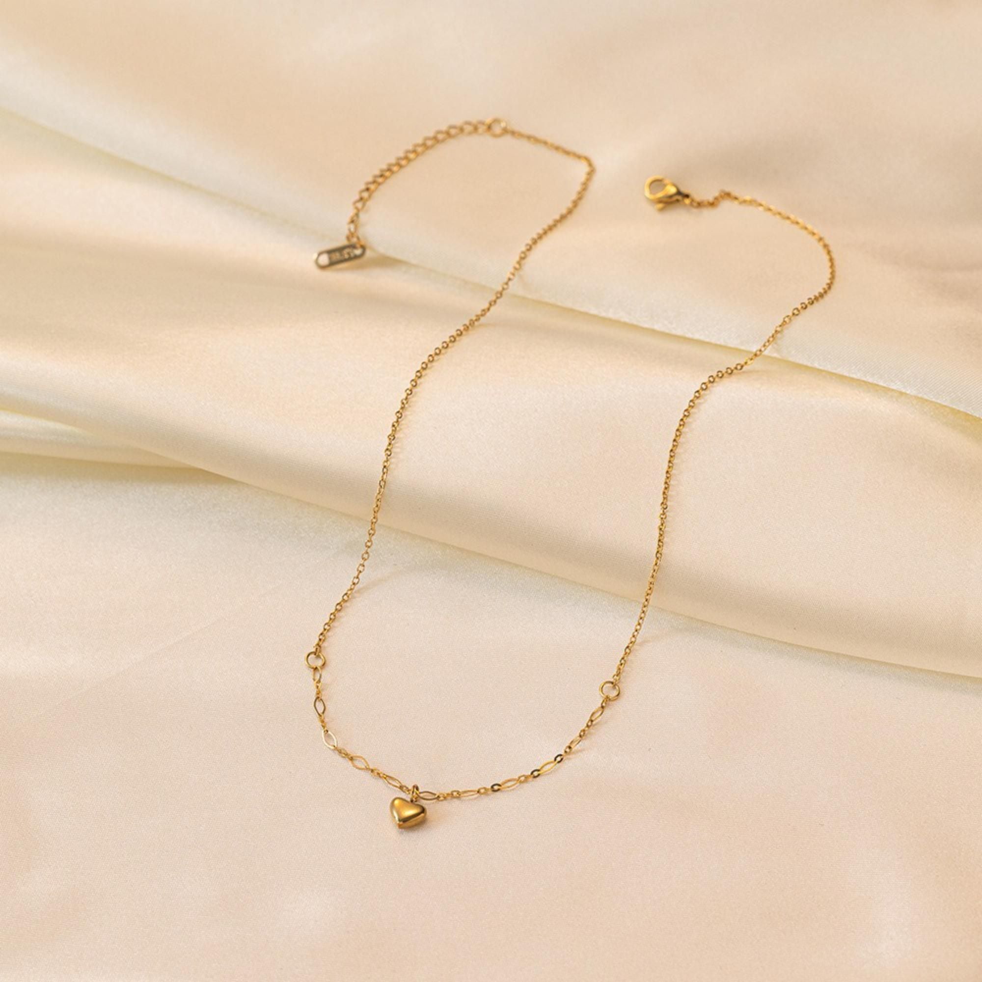 MYKI Mini Heart Charm Necklace – Anti Tarnish Gold Plated Dainty Heart (MK841G-SSYI)