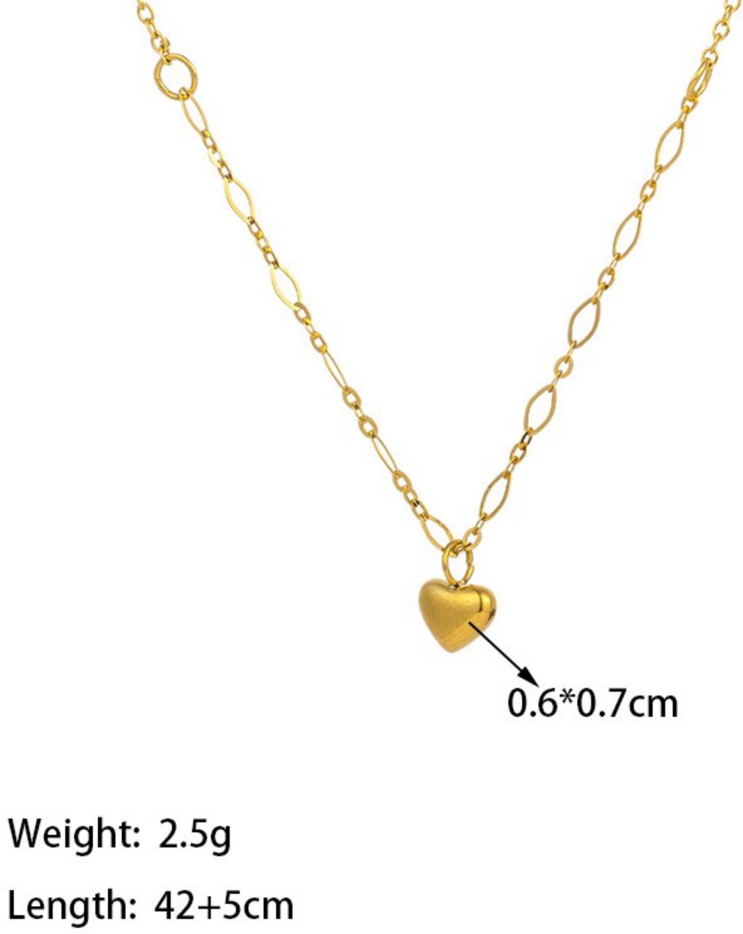 MYKI Mini Heart Charm Necklace – Anti Tarnish Gold Plated Dainty Heart (MK841G-SSYI)