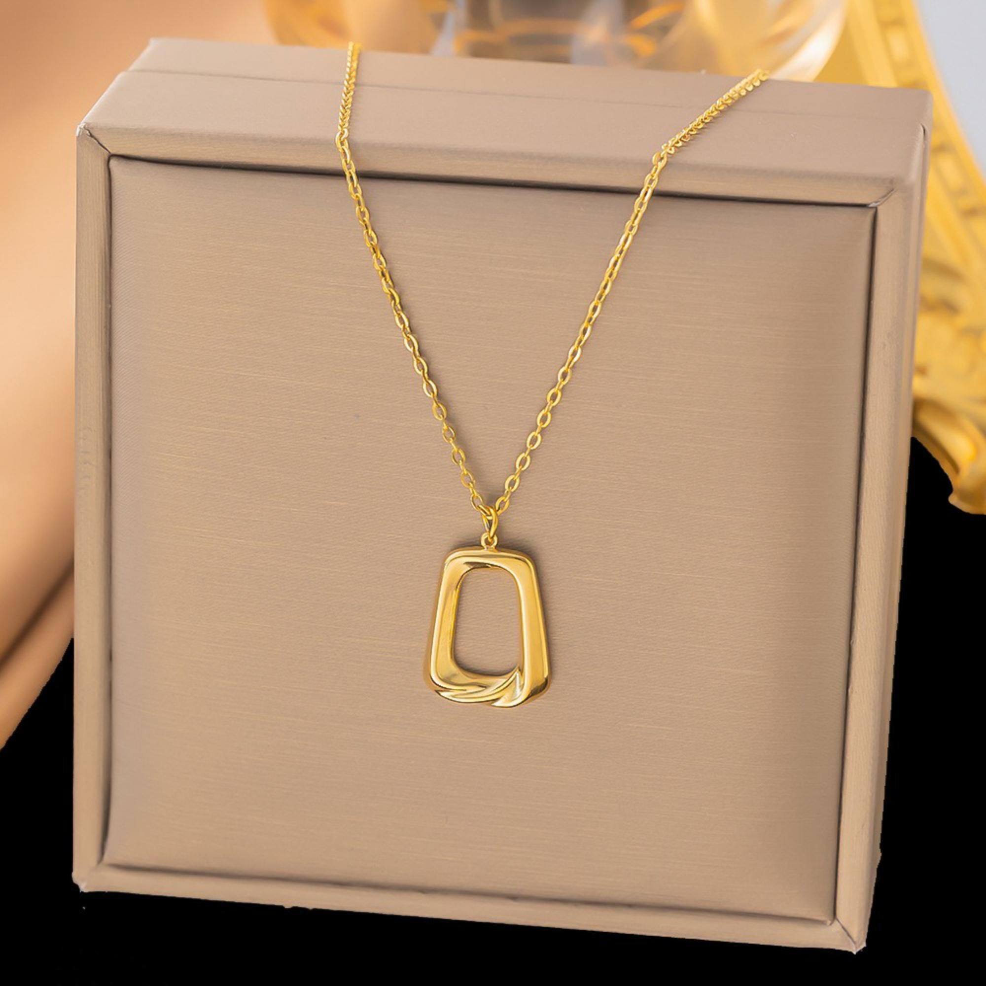 MYKI Geometric Rectangle Premium Plated Necklace & Stud Earrings (mkps48)