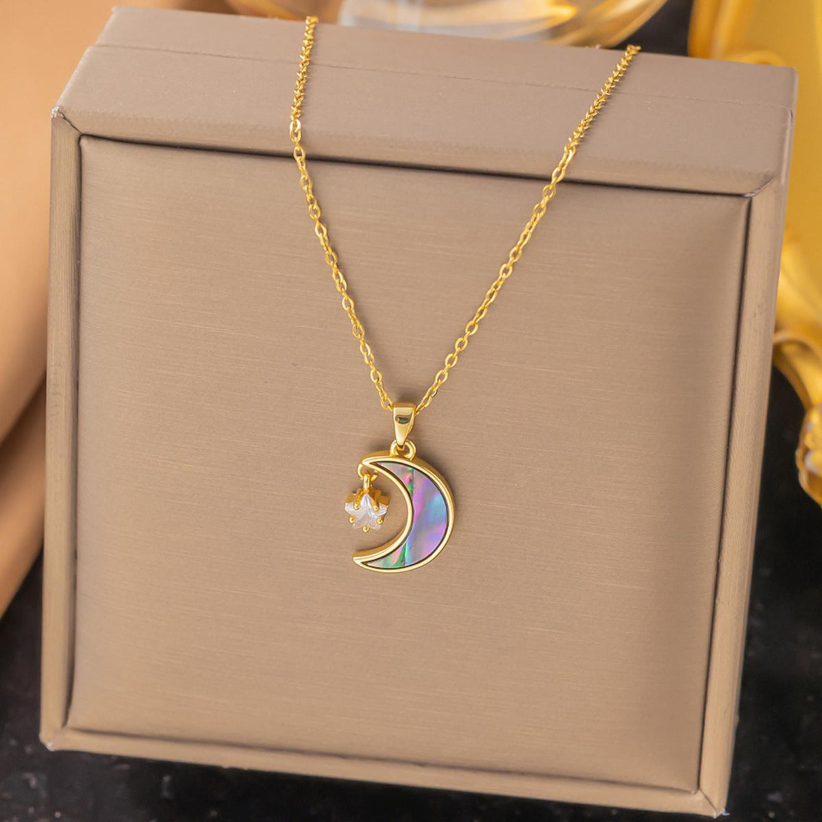 MYKI Multi-Color Moon Pendant (MK867G-MULTI-SSYI)