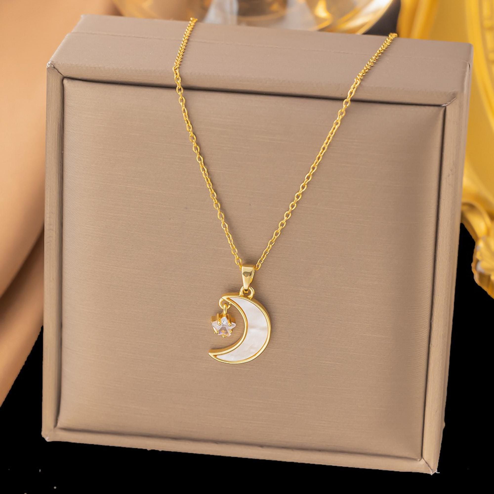 MYKI Multi-Color Moon Pendant (MK867G-WHITE-SSYI)
