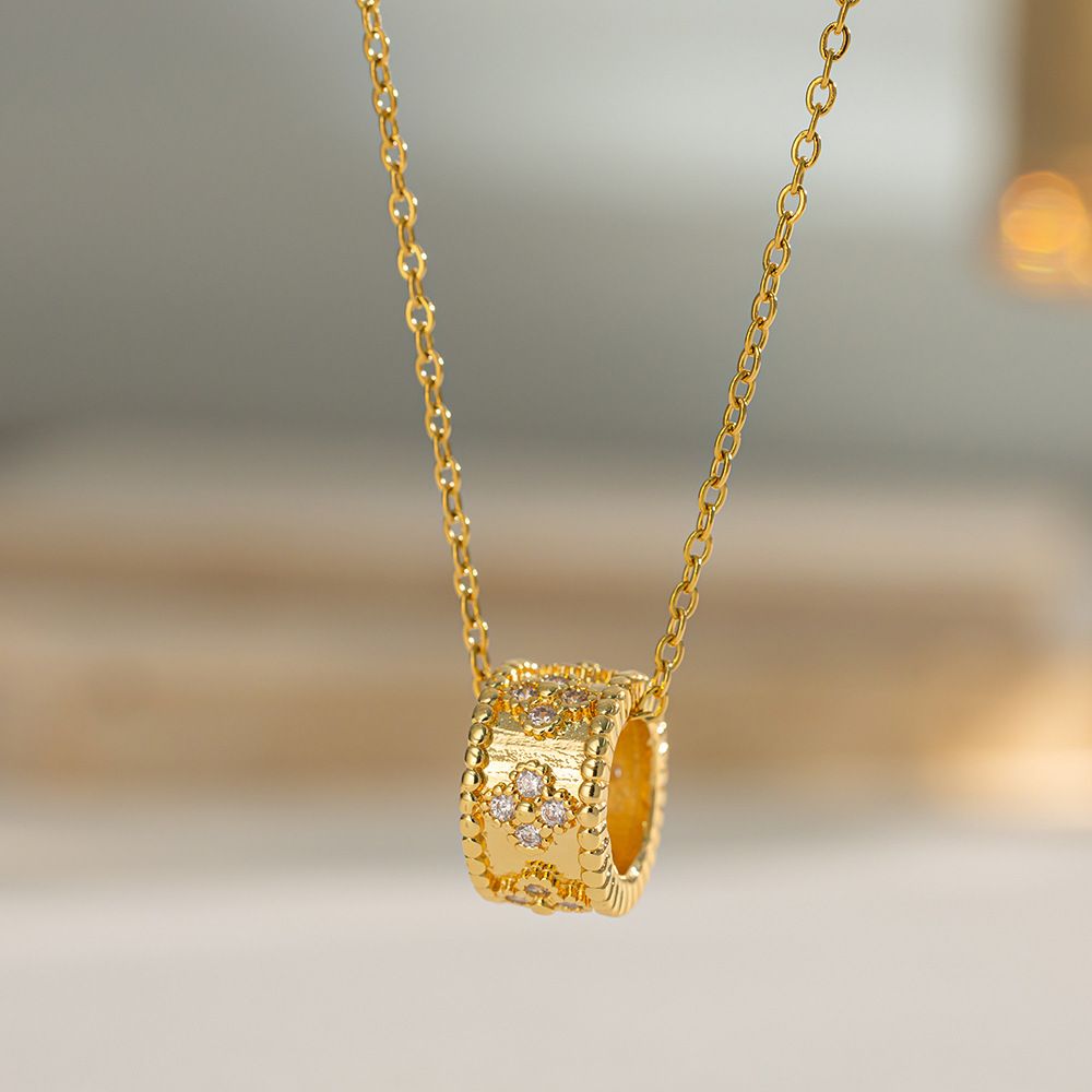 MYKI Barrel Pendant Necklace with Crystals (MK880-SSYI)