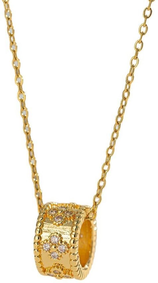 MYKI Barrel Pendant Necklace with Crystals (MK880-SSYI)