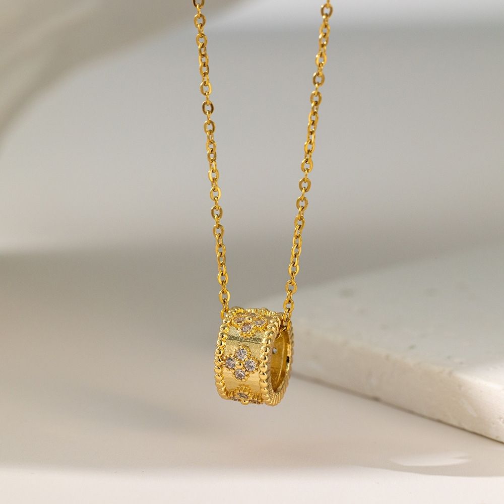 MYKI Barrel Pendant Necklace with Crystals (MK880-SSYI)