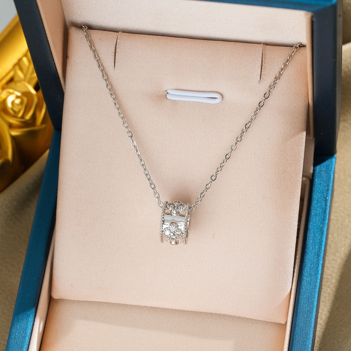 MYKI Barrel Pendant Necklace with Crystals (MK880-SSYI)