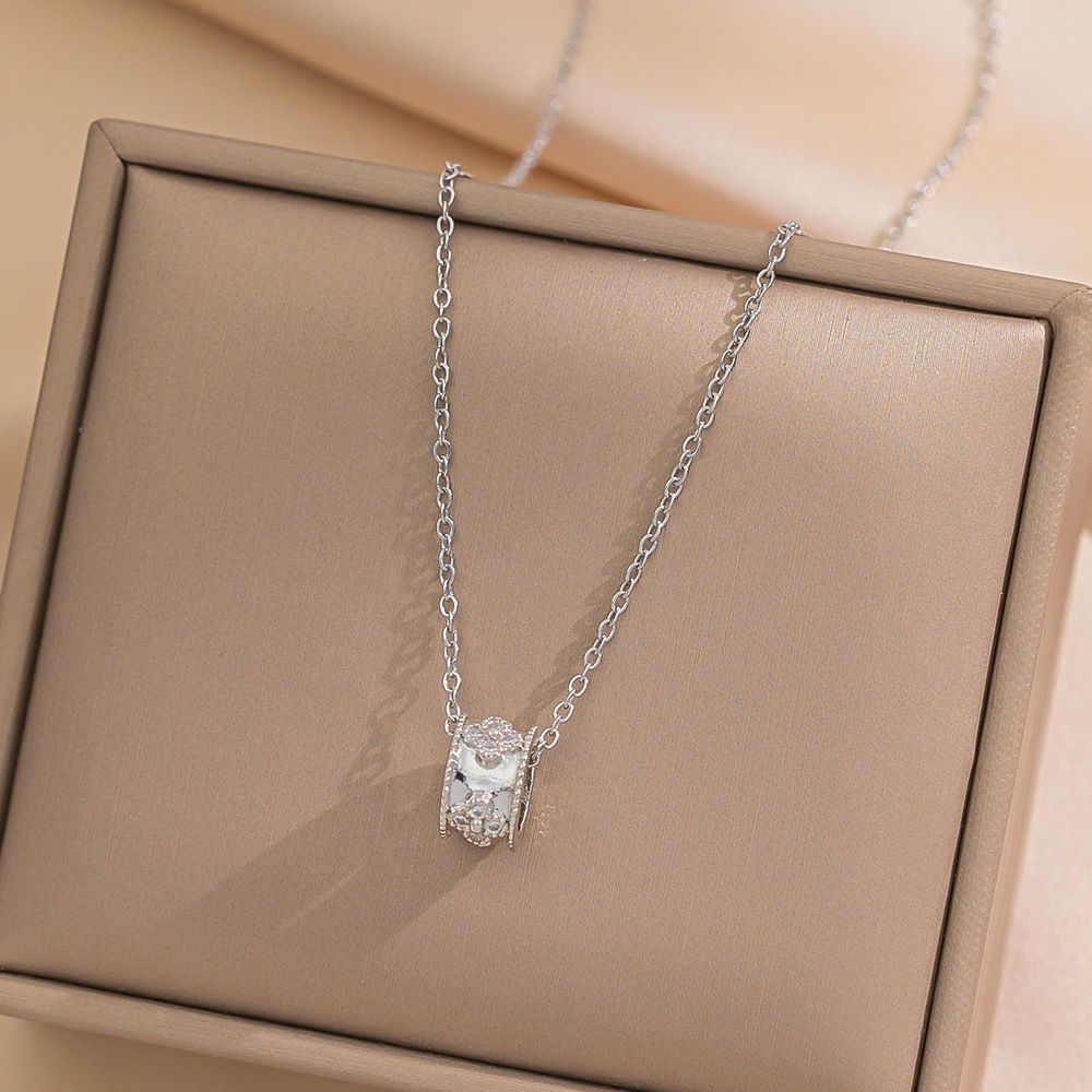 MYKI Barrel Pendant Necklace with Crystals (MK880-SSYI)